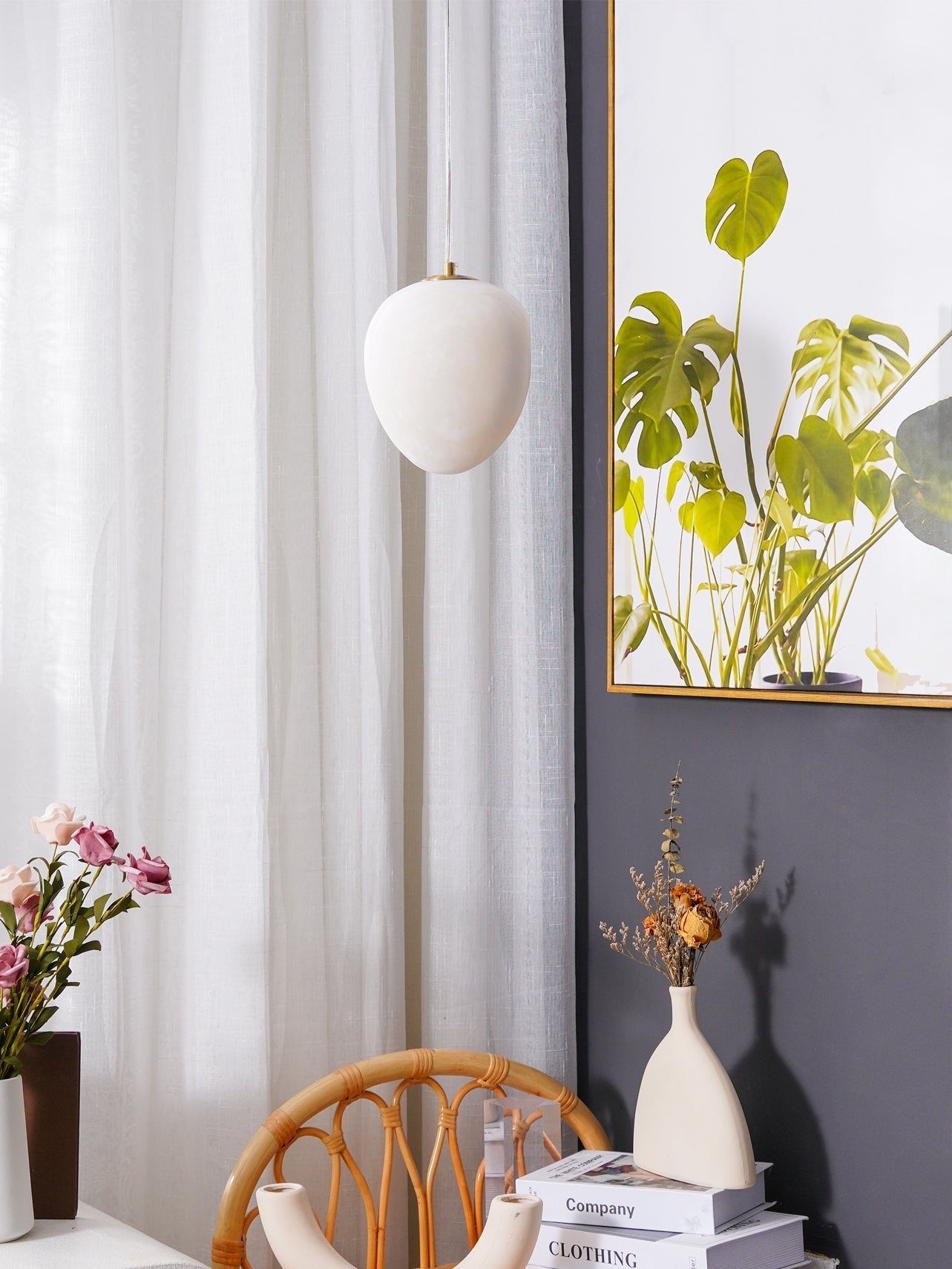 Goose Pendant Lamp Alabaster Brass Sophistication - Neutralighting