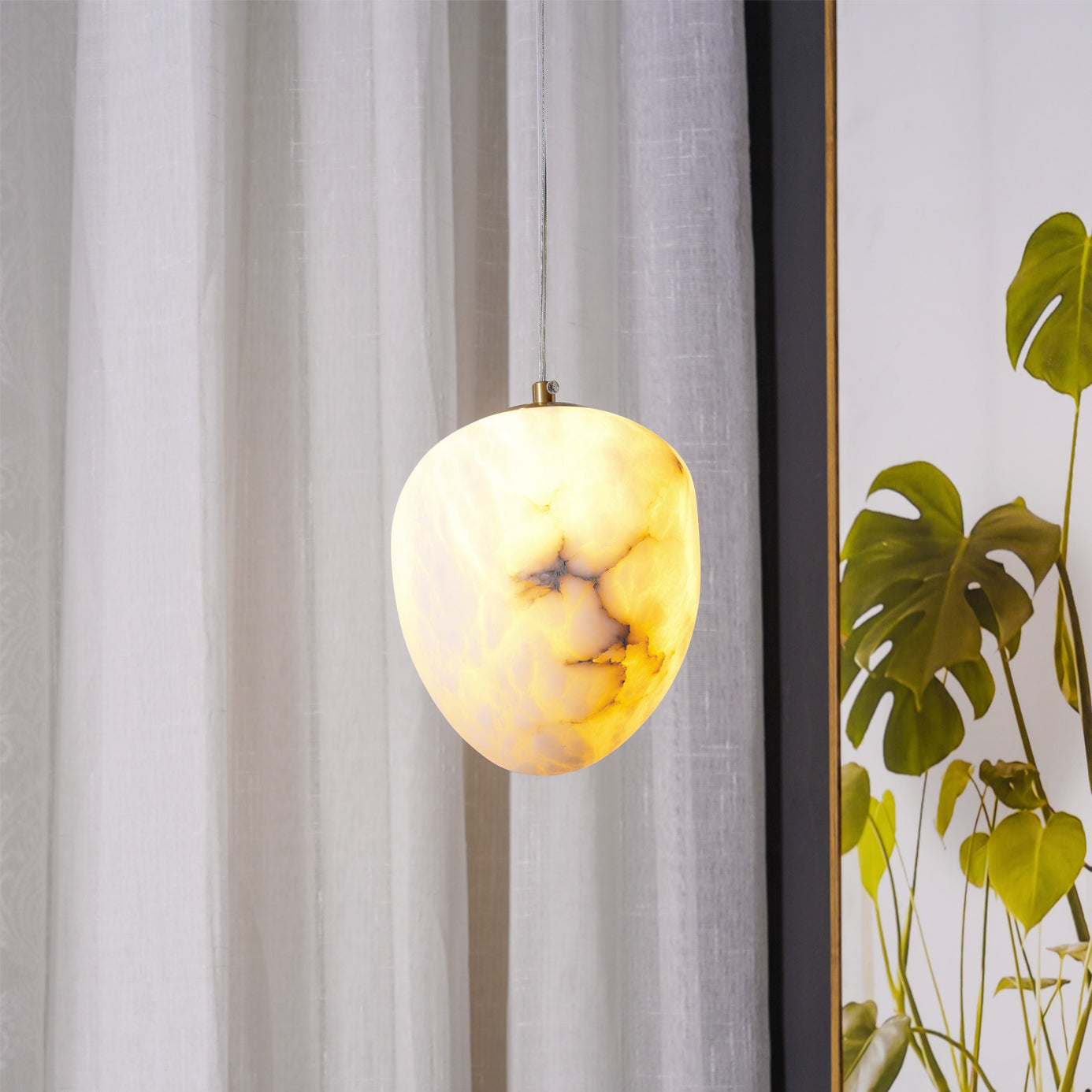 Goose Pendant Lamp Alabaster Brass Sophistication - Neutralighting