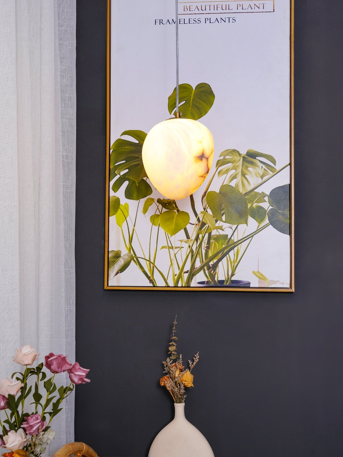 Goose Pendant Lamp Alabaster Brass Sophistication - Neutralighting