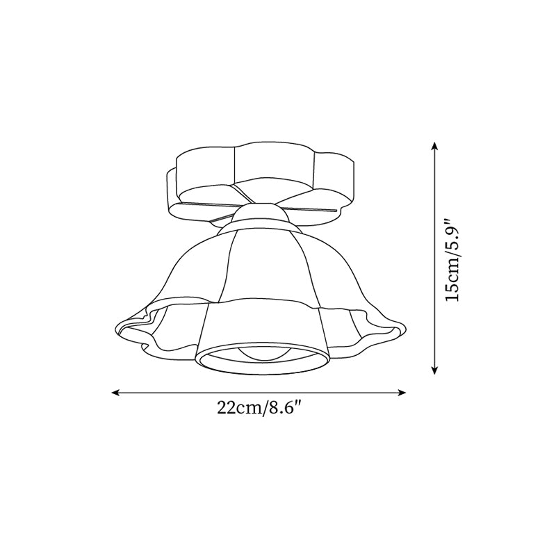 Ceiling Light Scalloped Fabric Shade Walnut Wood Canopy Vintage - Neutralighting