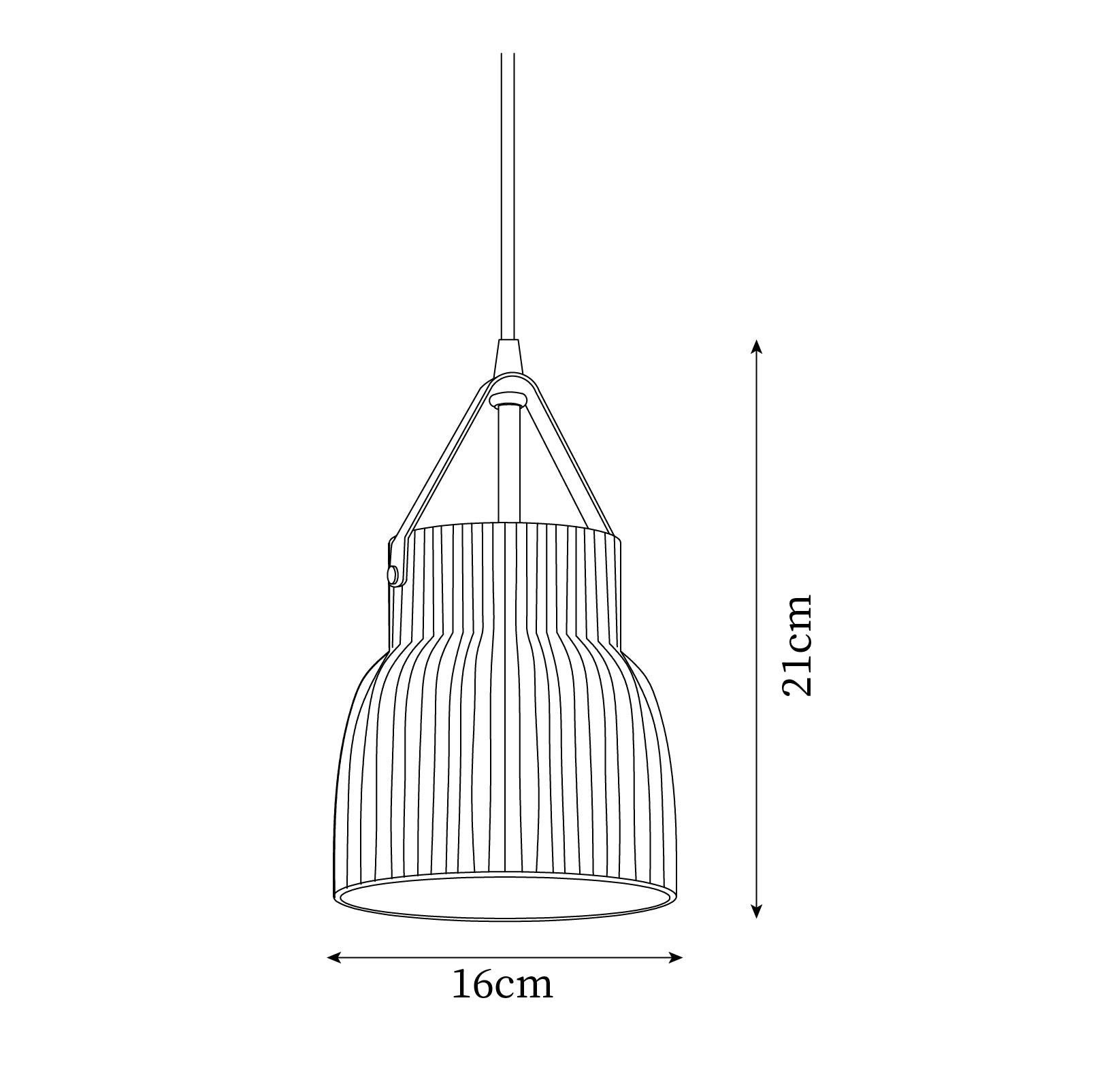 Pendant Lamp Ceramic Ribbed Shade Brass Leather Strap Modern - Neutralighting