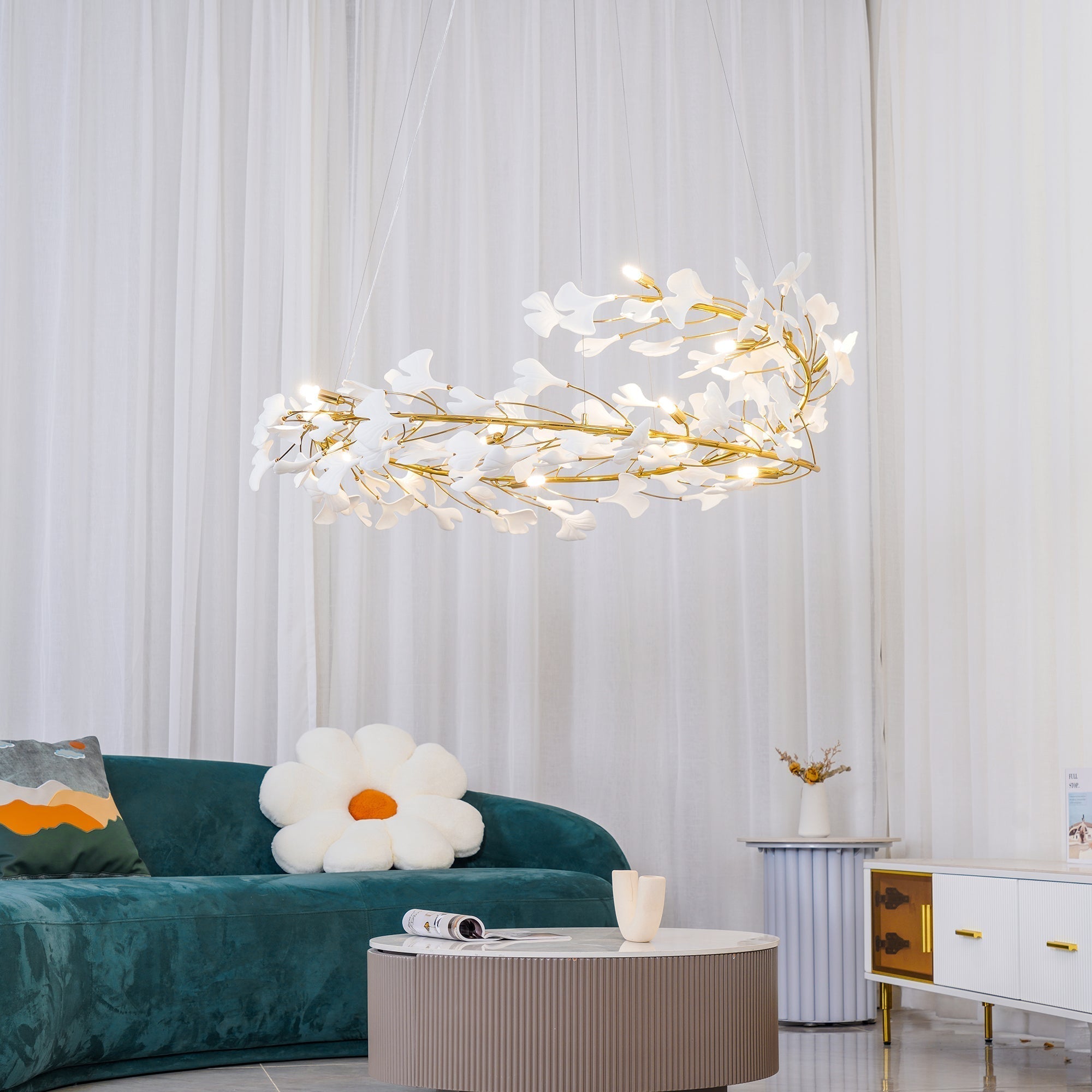 Olivia Modern Golden LED Chandelier Ceramic - Neutralighting