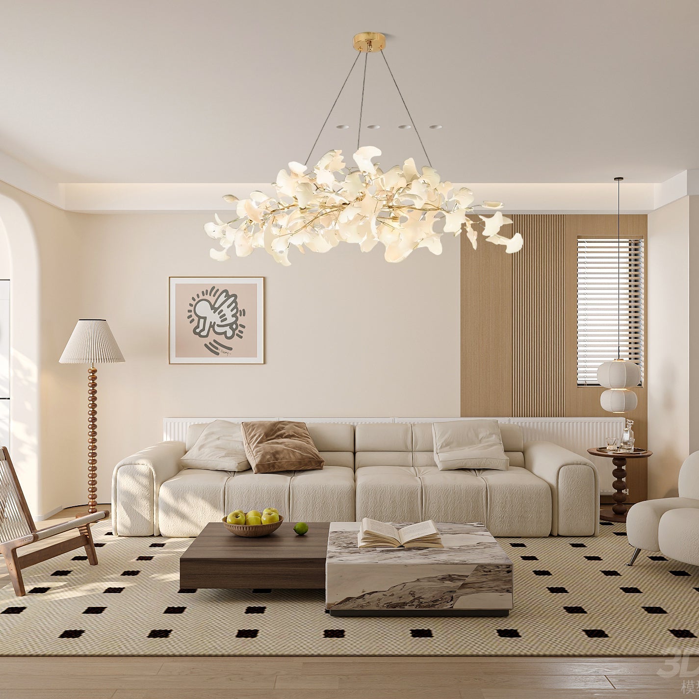 Arux Gingko Chandelier Art Deco Bent Downwards - Neutralighting