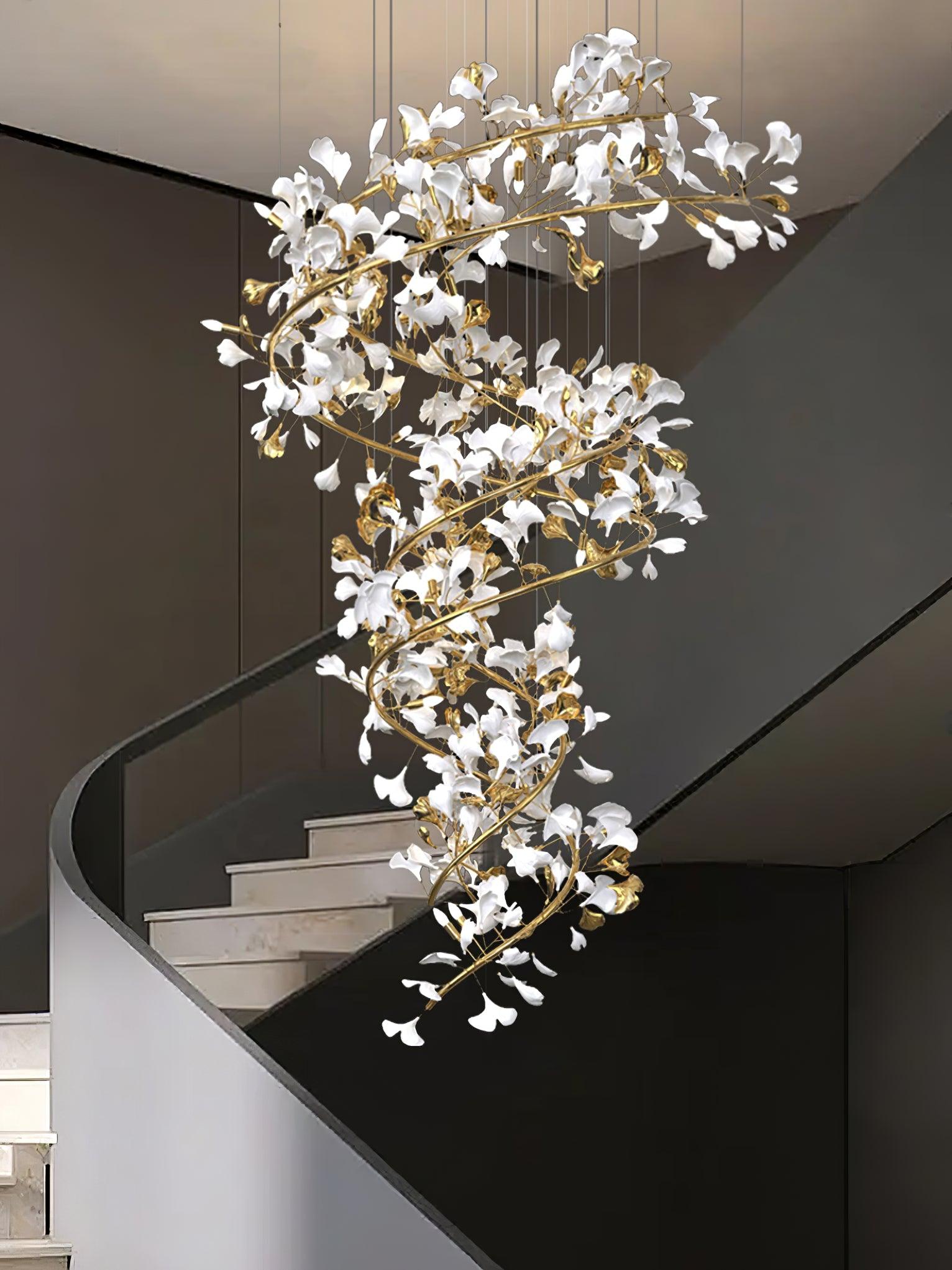 Eloria Cascading Floral Spiral Chandelier - Neutralighting