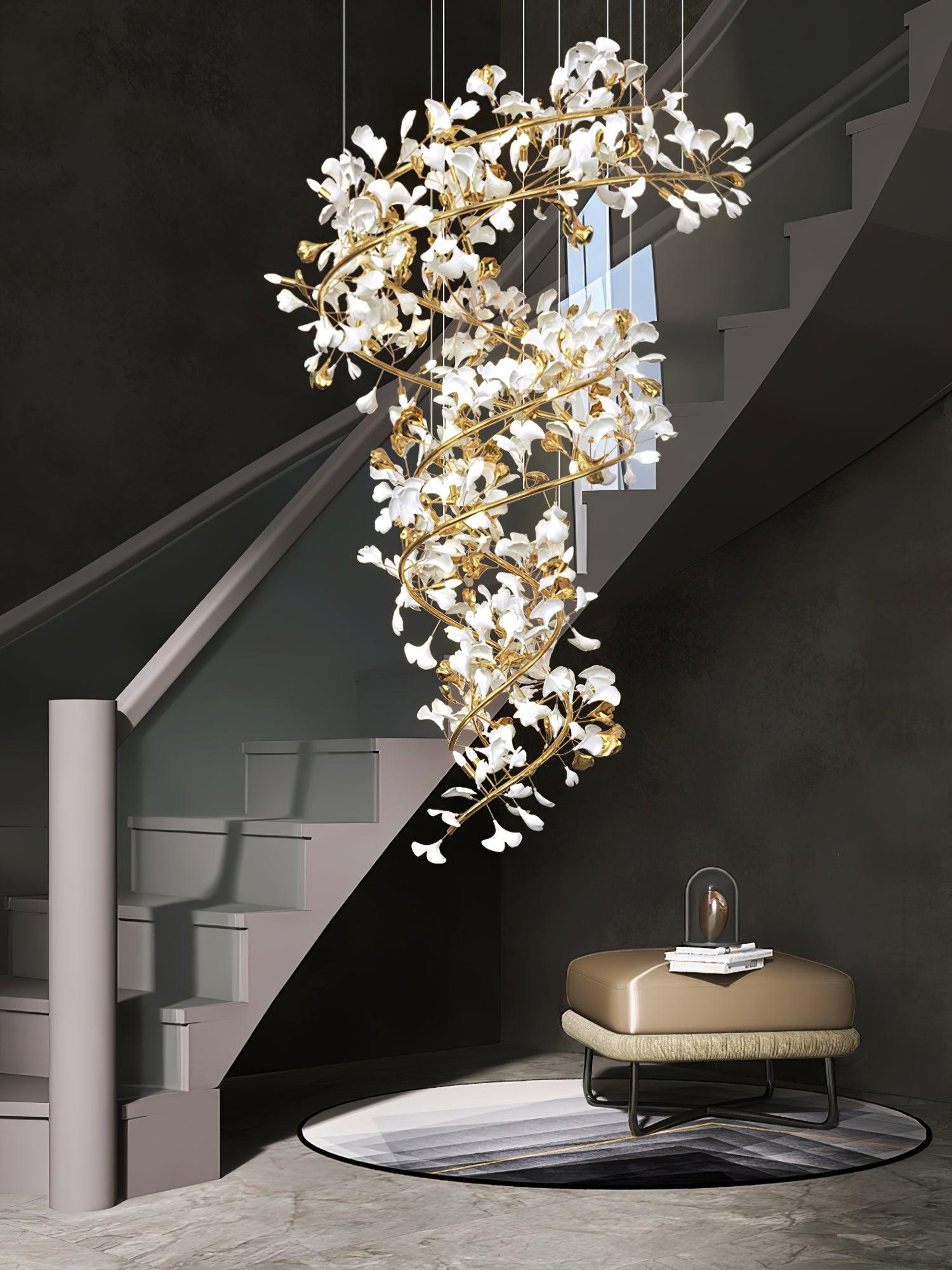 Eloria Cascading Floral Spiral Chandelier - Neutralighting