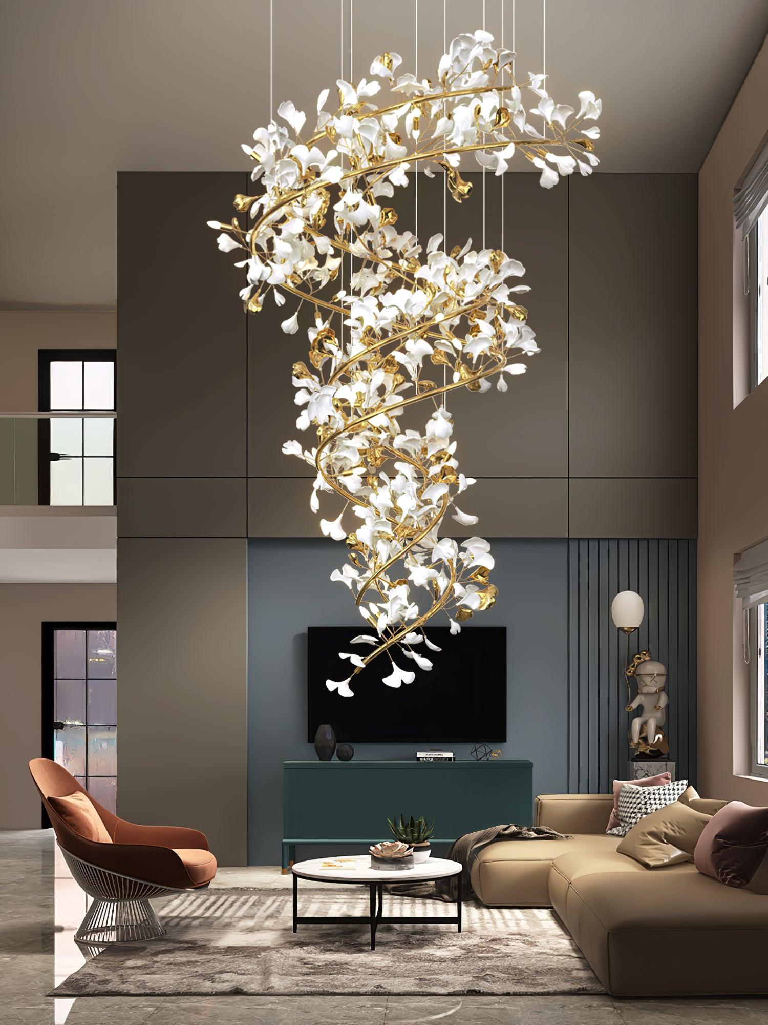 Eloria Cascading Floral Spiral Chandelier - Neutralighting