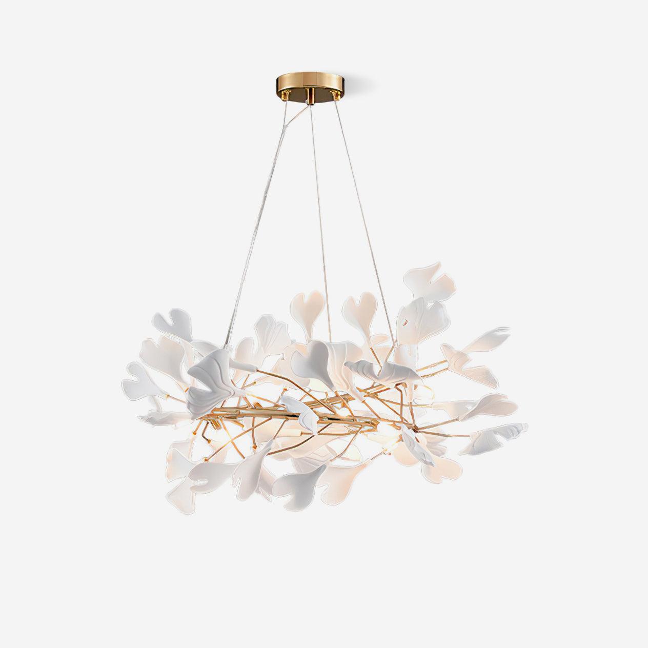 Chandelier White Ceramic Ginkgo Petals U - Neutralighting