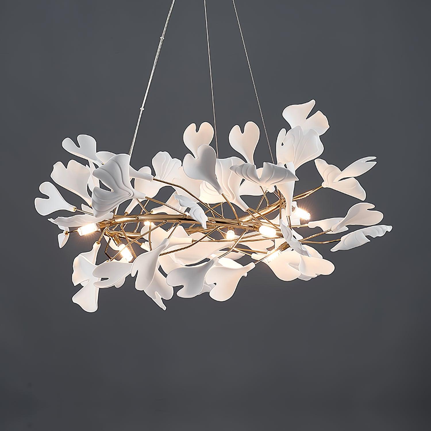 Chandelier White Ceramic Ginkgo Petals U - Neutralighting