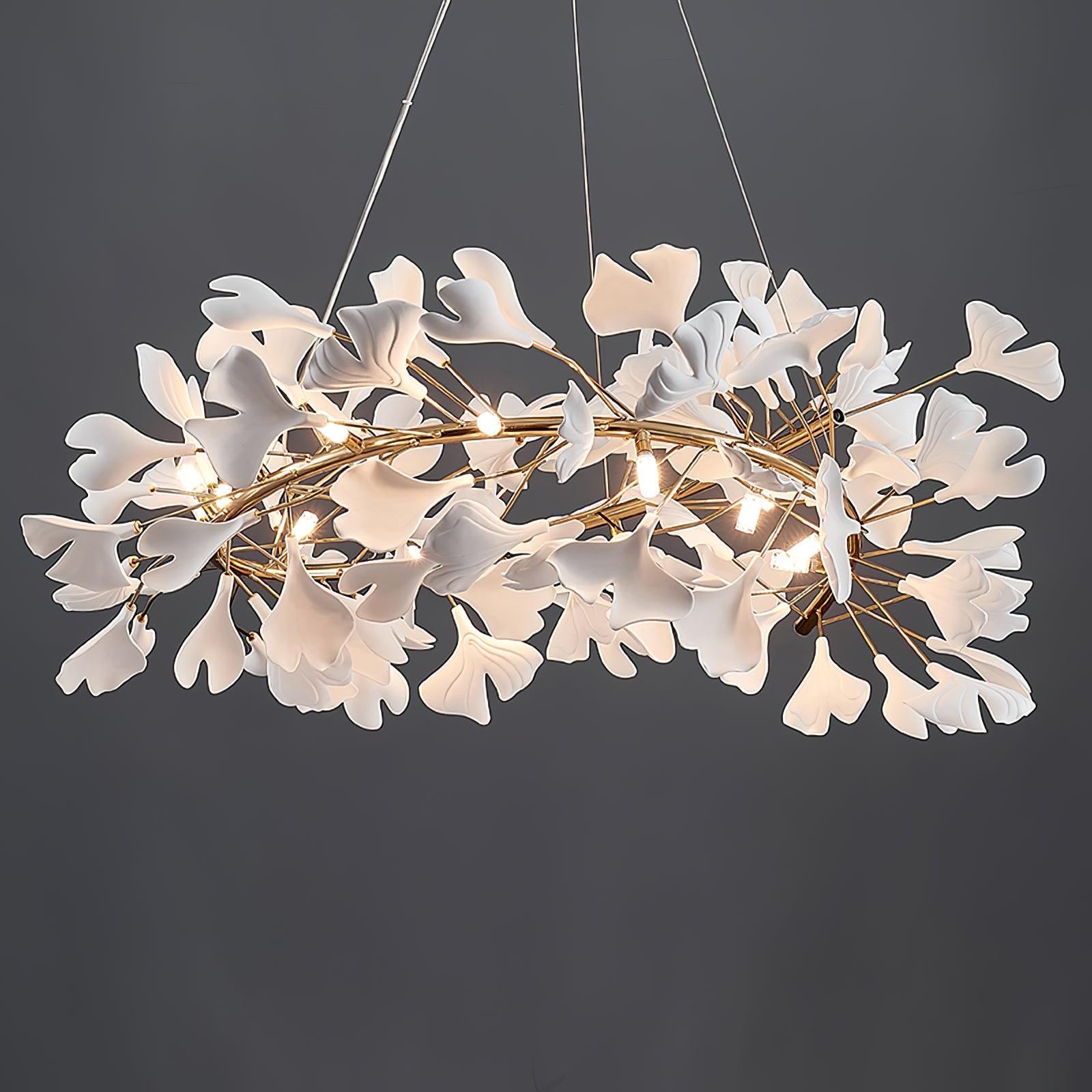 Chandelier White Ceramic Ginkgo Petals U - Neutralighting