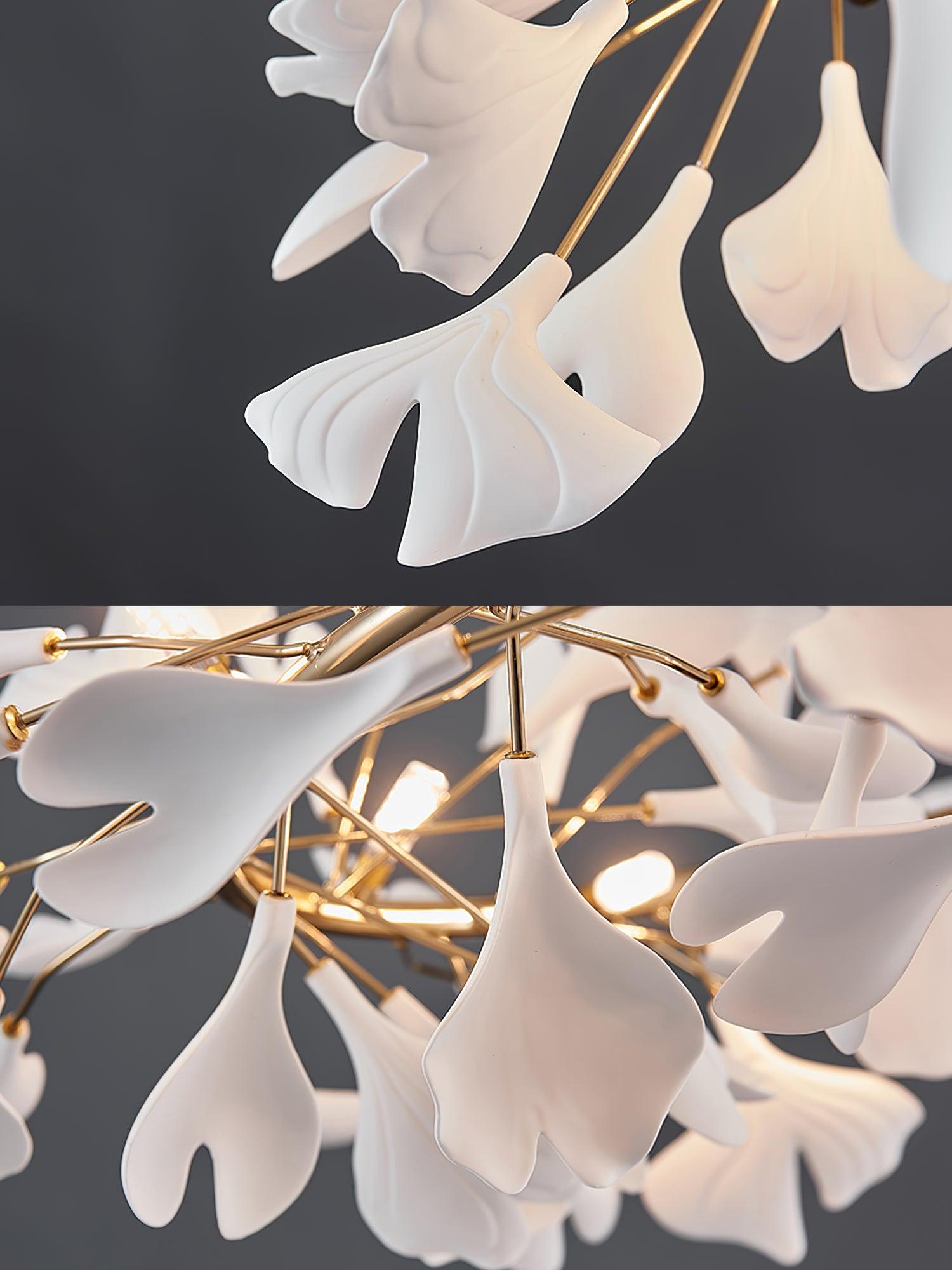 Chandelier White Ceramic Ginkgo Petals U - Neutralighting