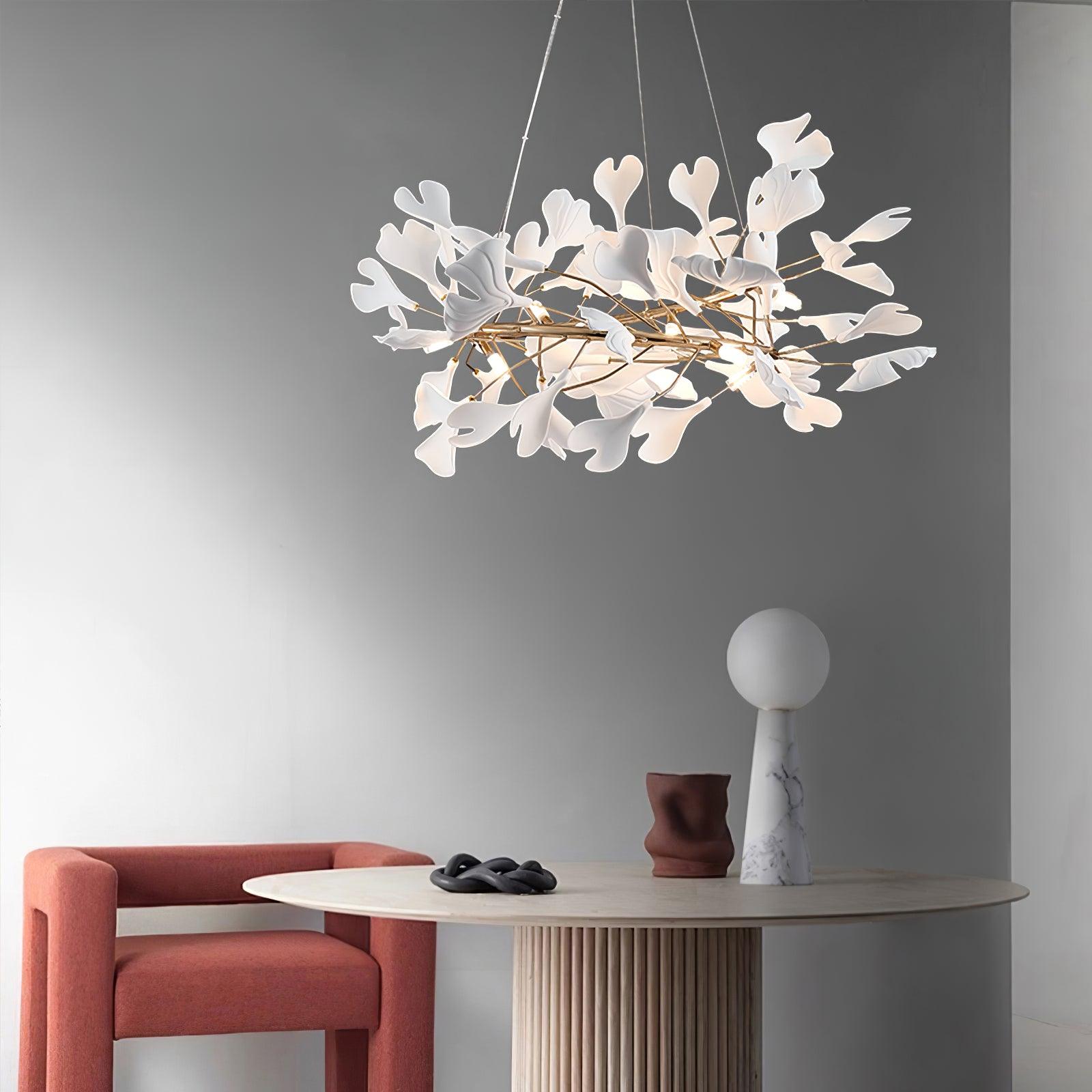 Chandelier White Ceramic Ginkgo Petals U - Neutralighting