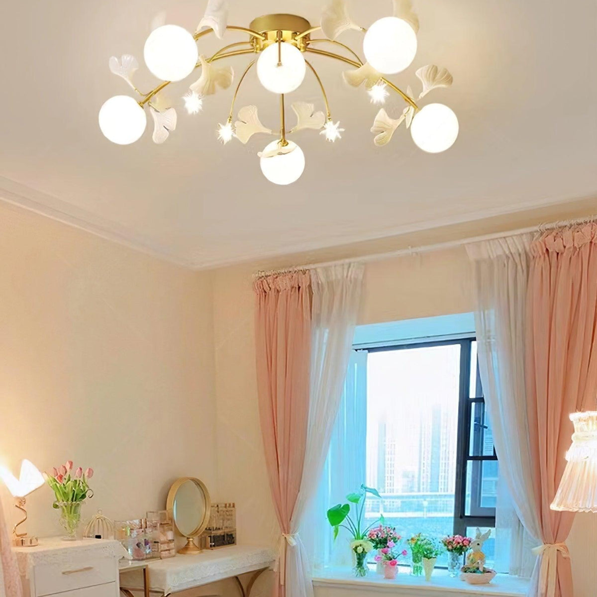 Olivia Nordic Multi Globe Metal/Ceramic Flush Mount Ceiling Light, White/Gold - Neutralighting