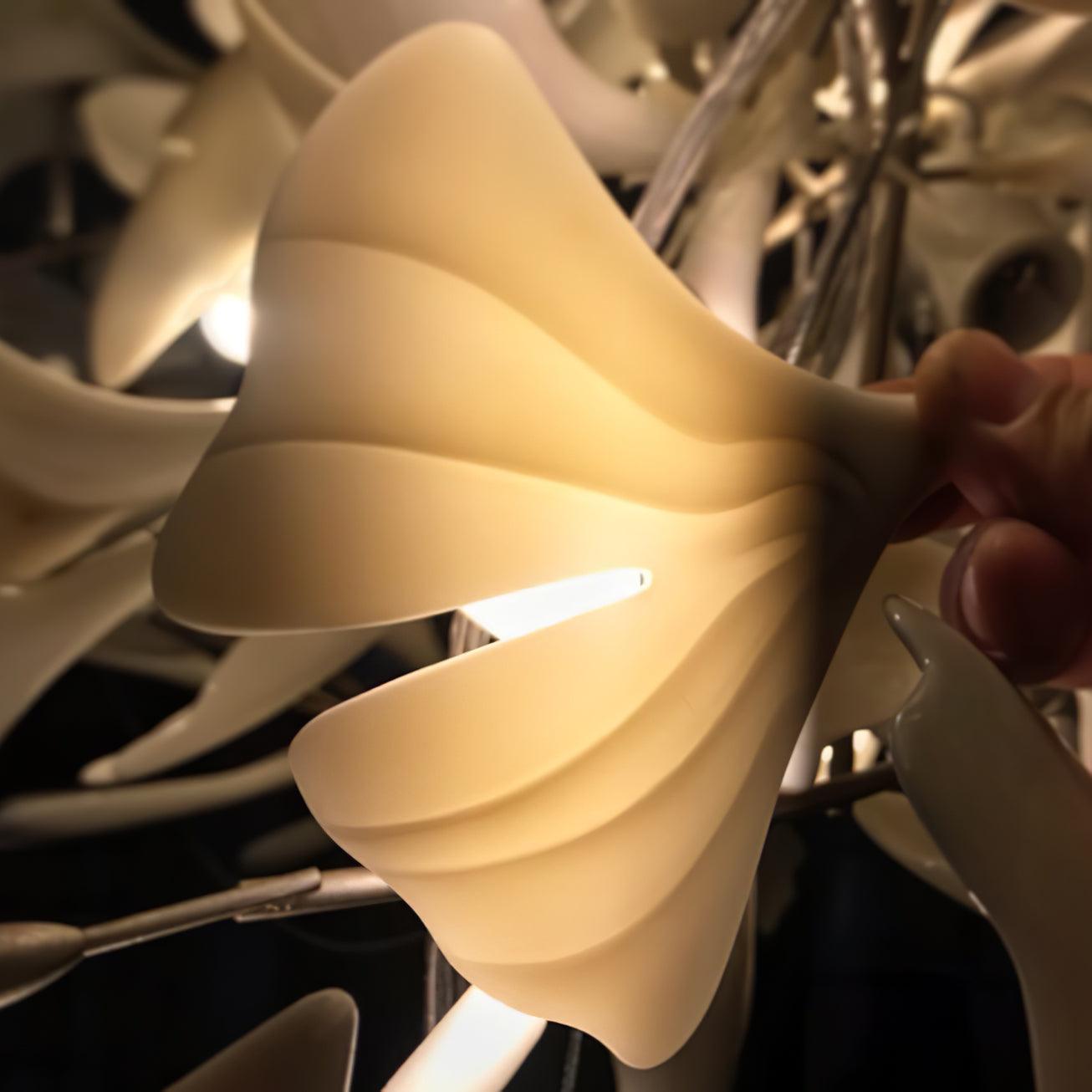 Chandelier Metal Frame Ceramic Gingko Leaf Shade White Gold Modern - Neutralighting