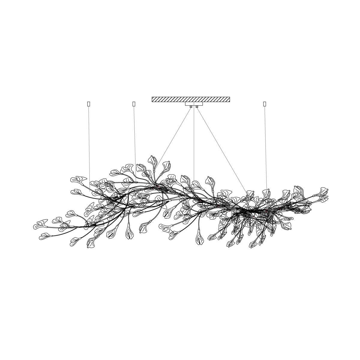 Chandelier Metal Frame Ceramic Gingko Leaf Shade White Gold Modern - Neutralighting