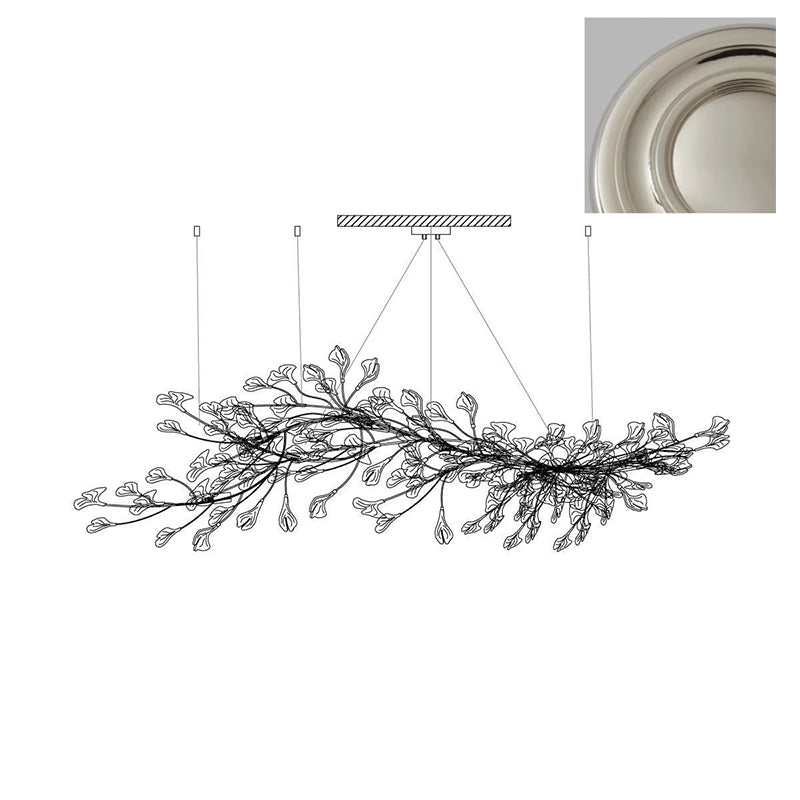 Chandelier Metal Frame Ceramic Gingko Leaf Shade White Gold Modern - Neutralighting