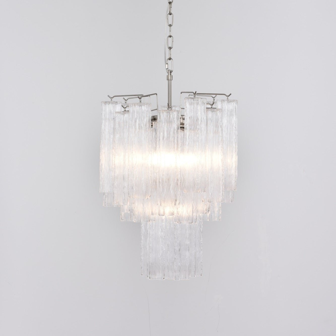 Aurora Chandelier Clear Murano Glass Tube Tiered Modern