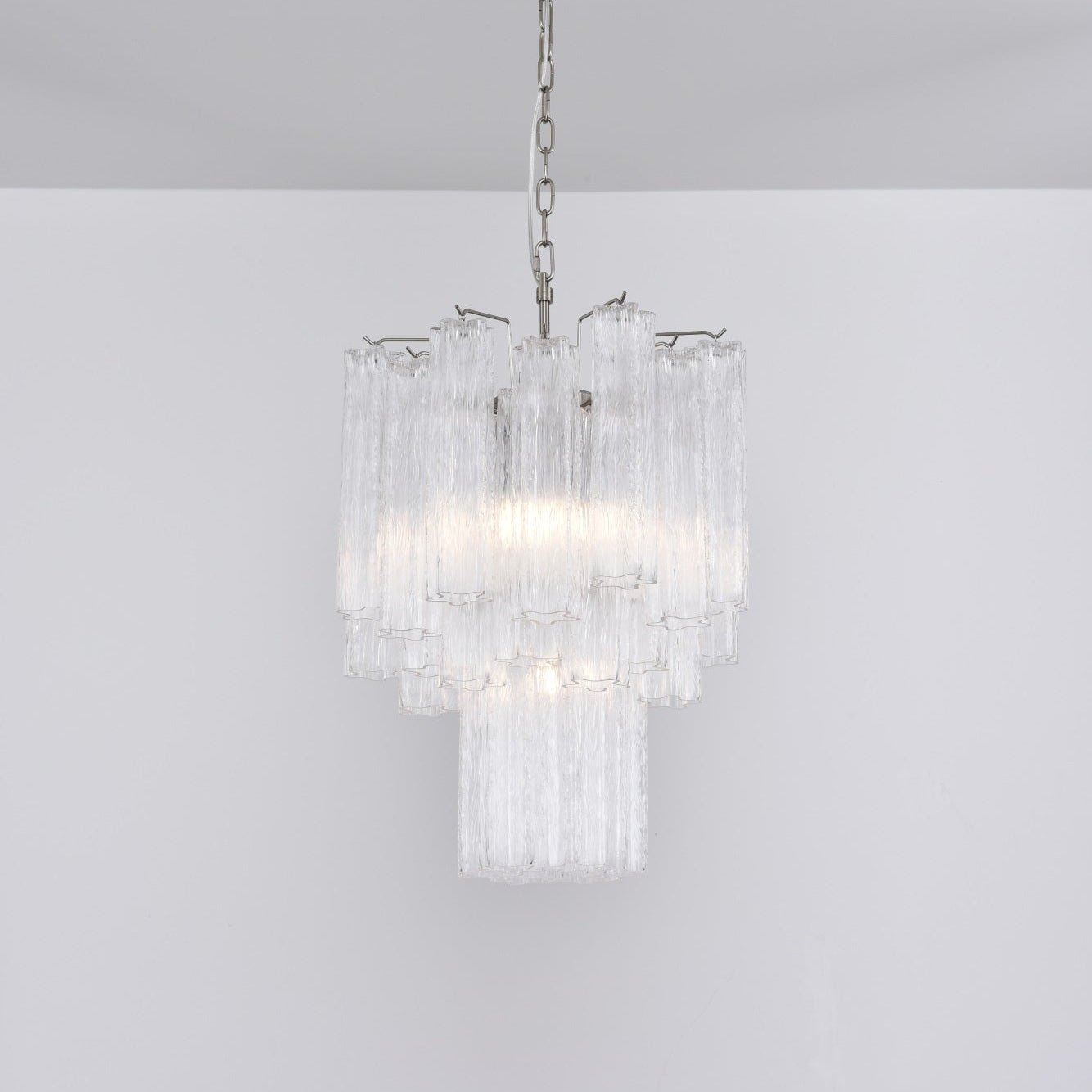 Aurora Chandelier Clear Murano Glass Tube Tiered Modern