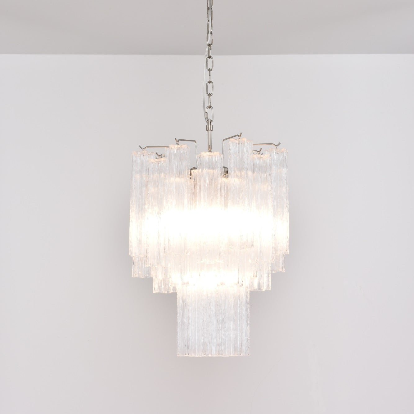 Aurora Chandelier Clear Murano Glass Tube Tiered Modern