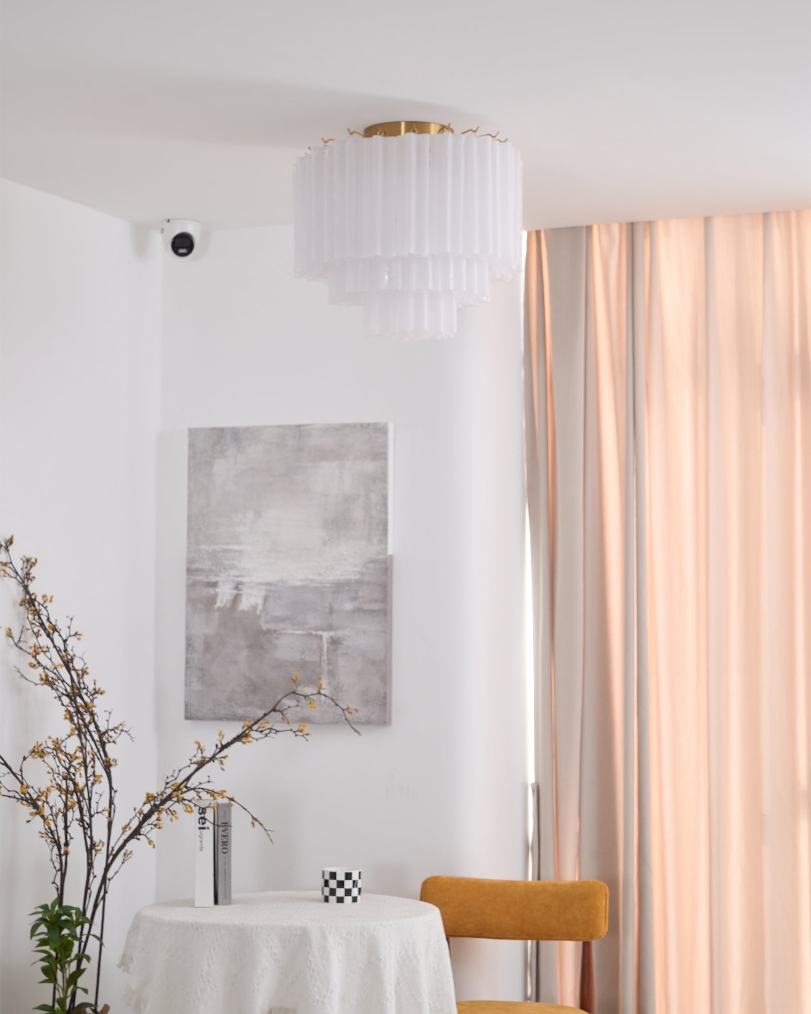 Aurora Ceiling Lamp White Murano Glass Layered Elegant Modern