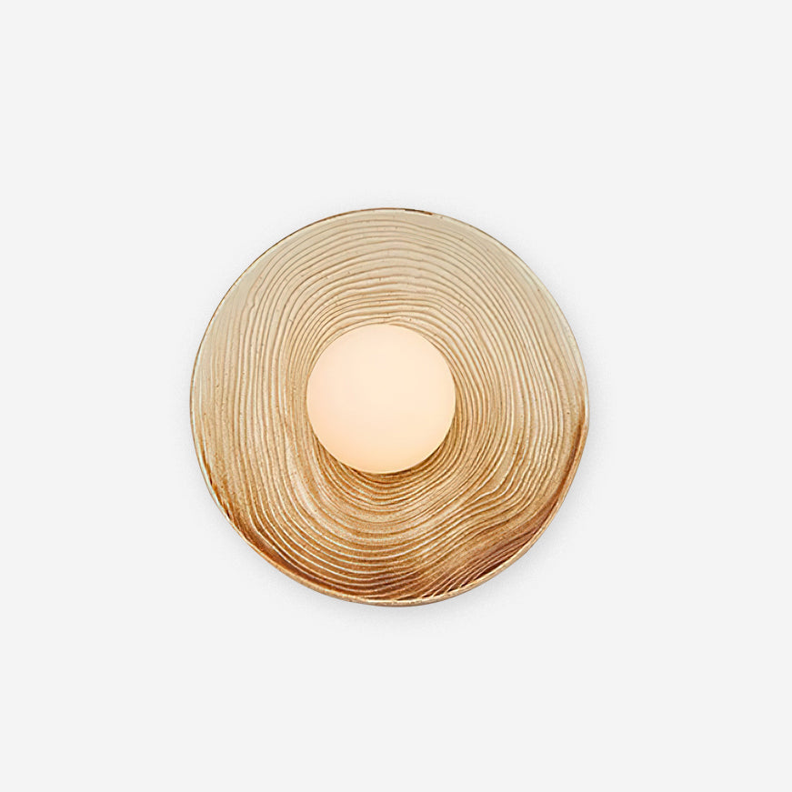 Wall Lamp Textured Ceramic Disc Wood Accent Modern Entryways - Neutralighting
