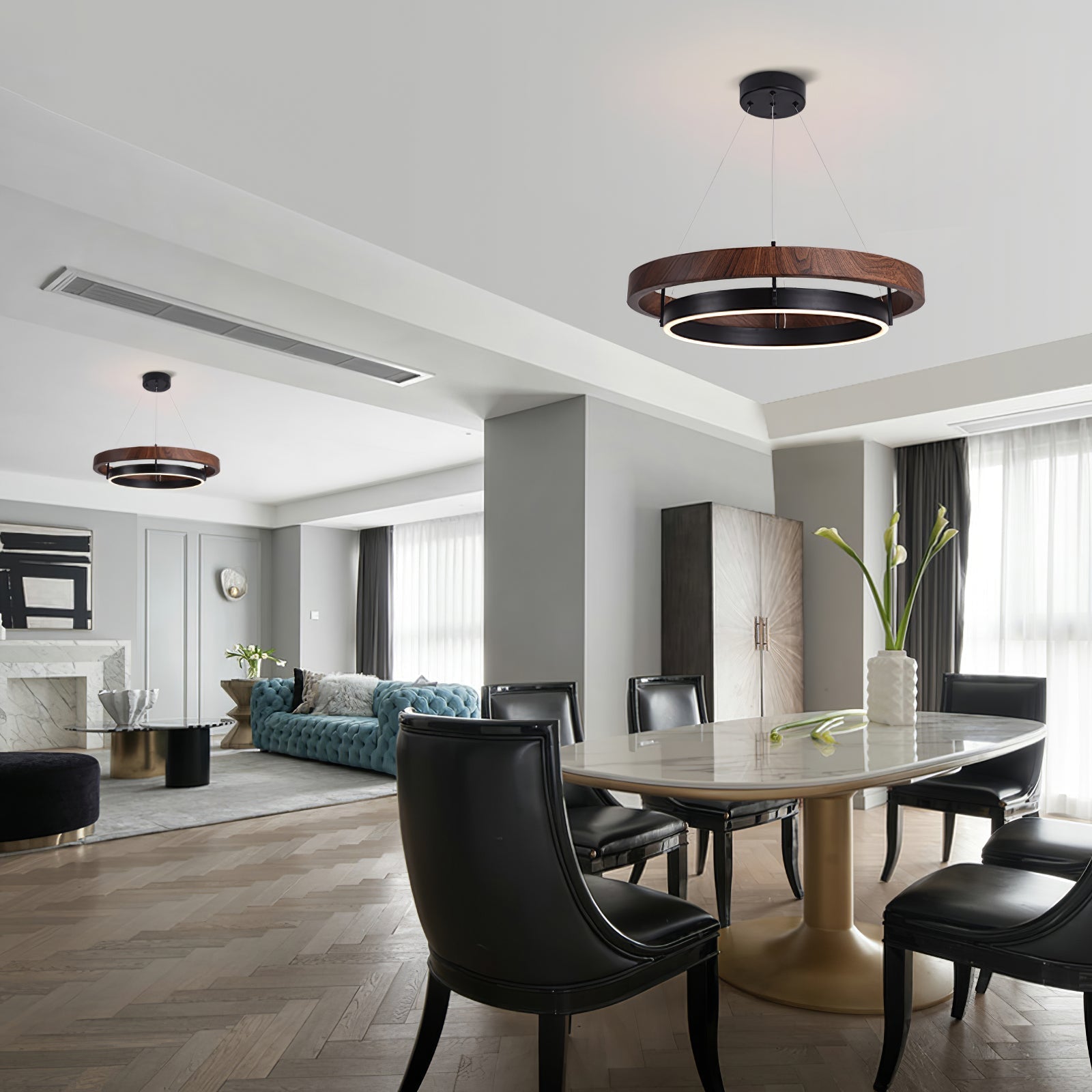 Acorn Ring Wood Chandelier - Neutralighting