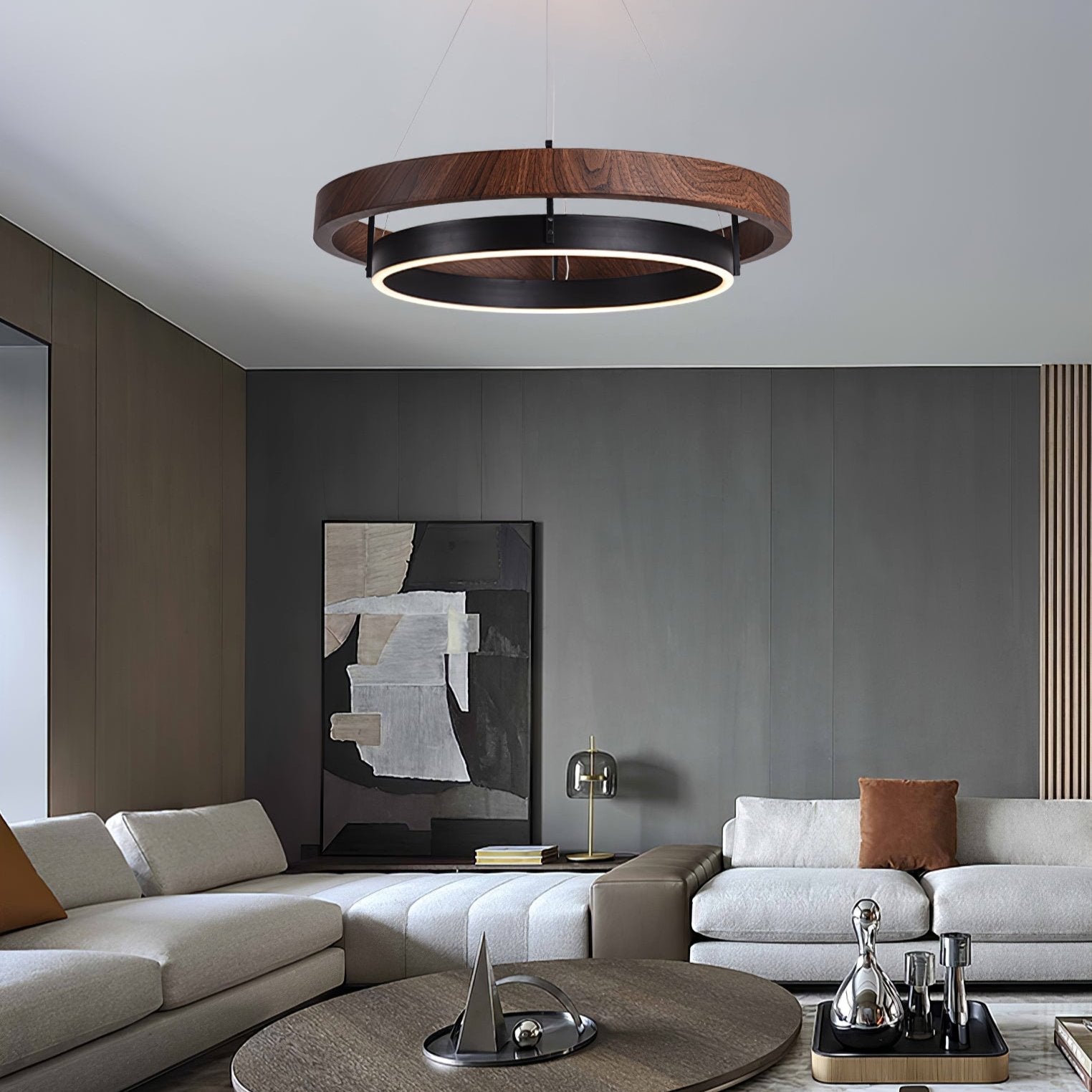 Acorn Ring Wood Chandelier - Neutralighting
