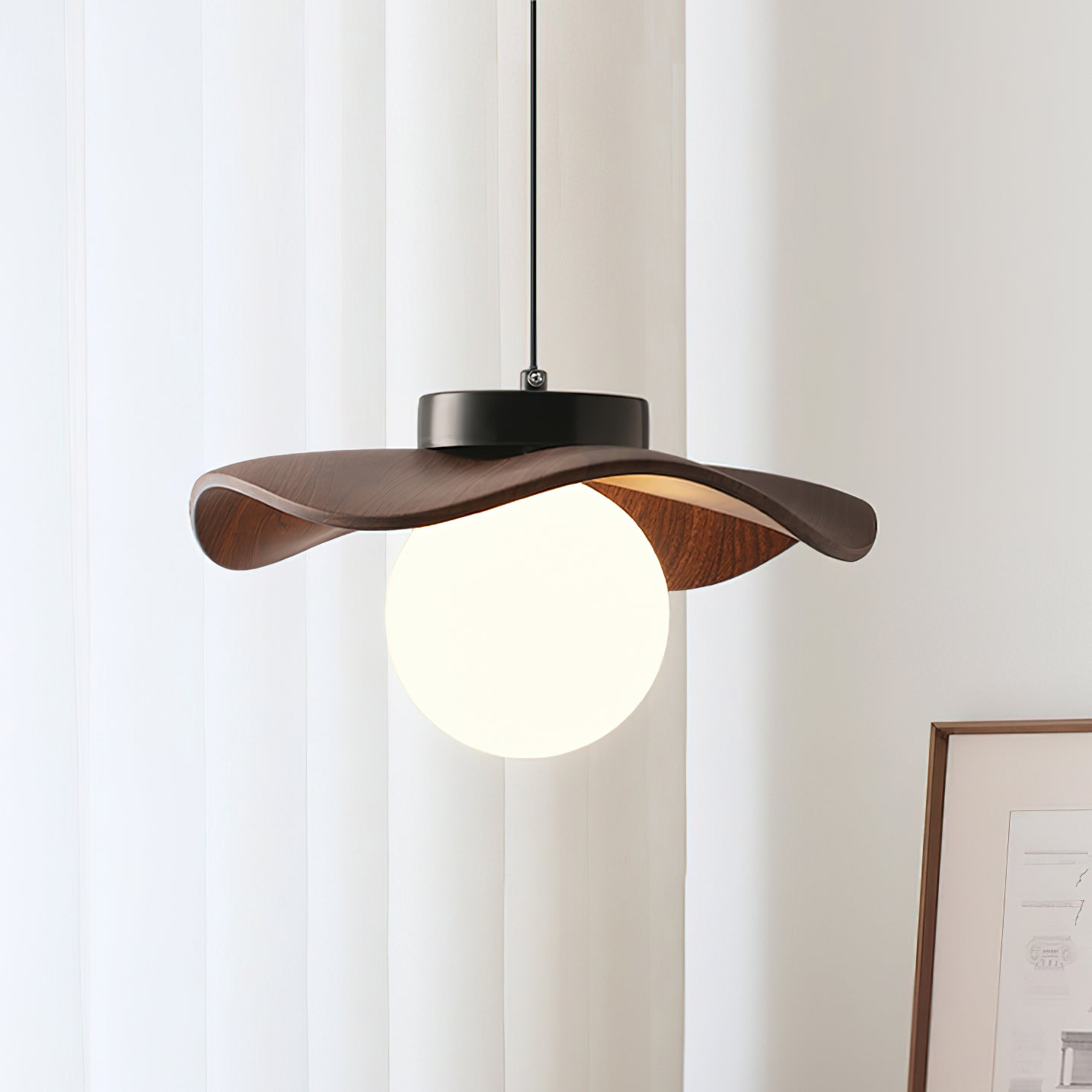 Pendant Lamp Glass and Metal Wavy Shade Sculptural Minimalist Accent - Neutralighting