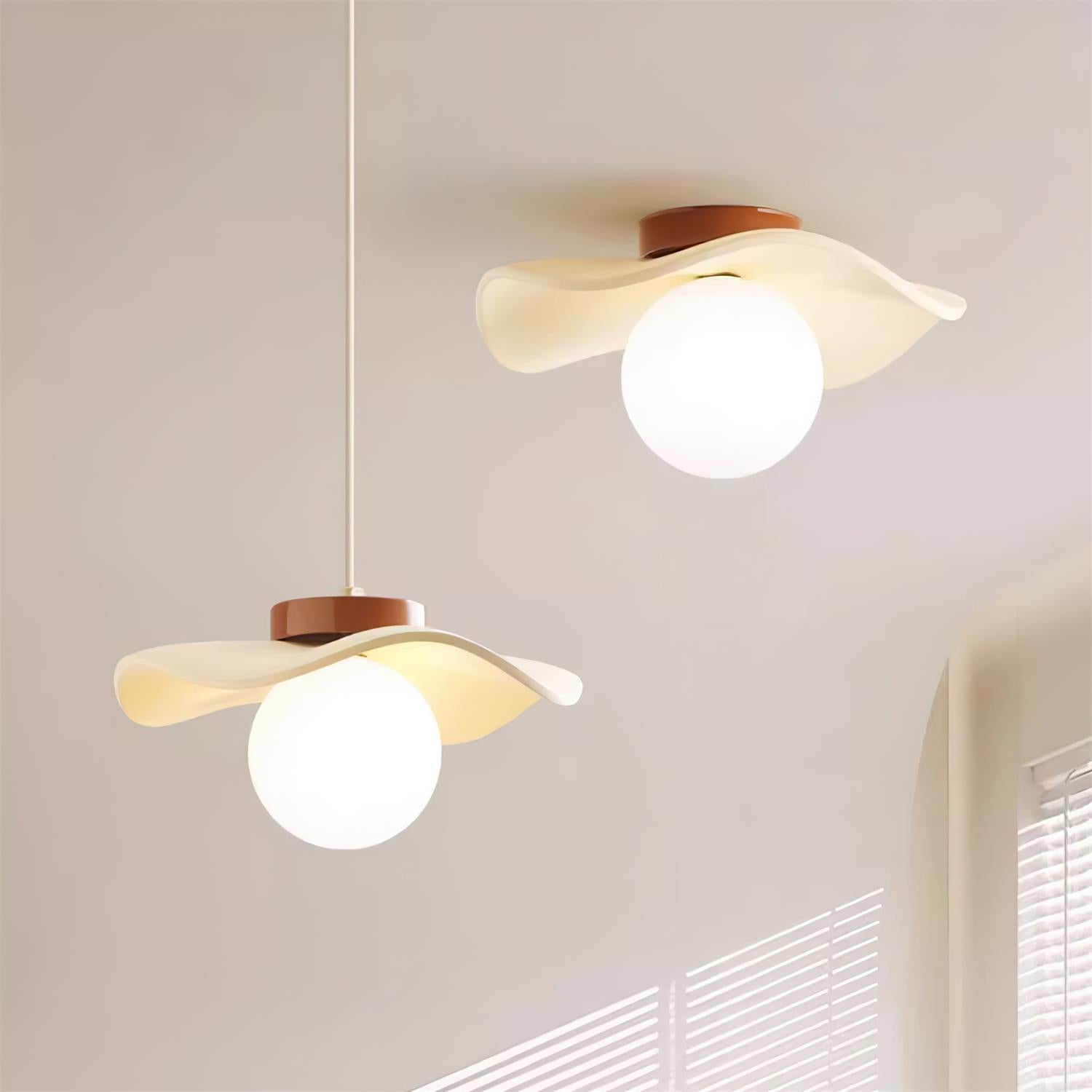 Pendant Lamp Glass and Metal Wavy Shade Sculptural Minimalist Accent - Neutralighting