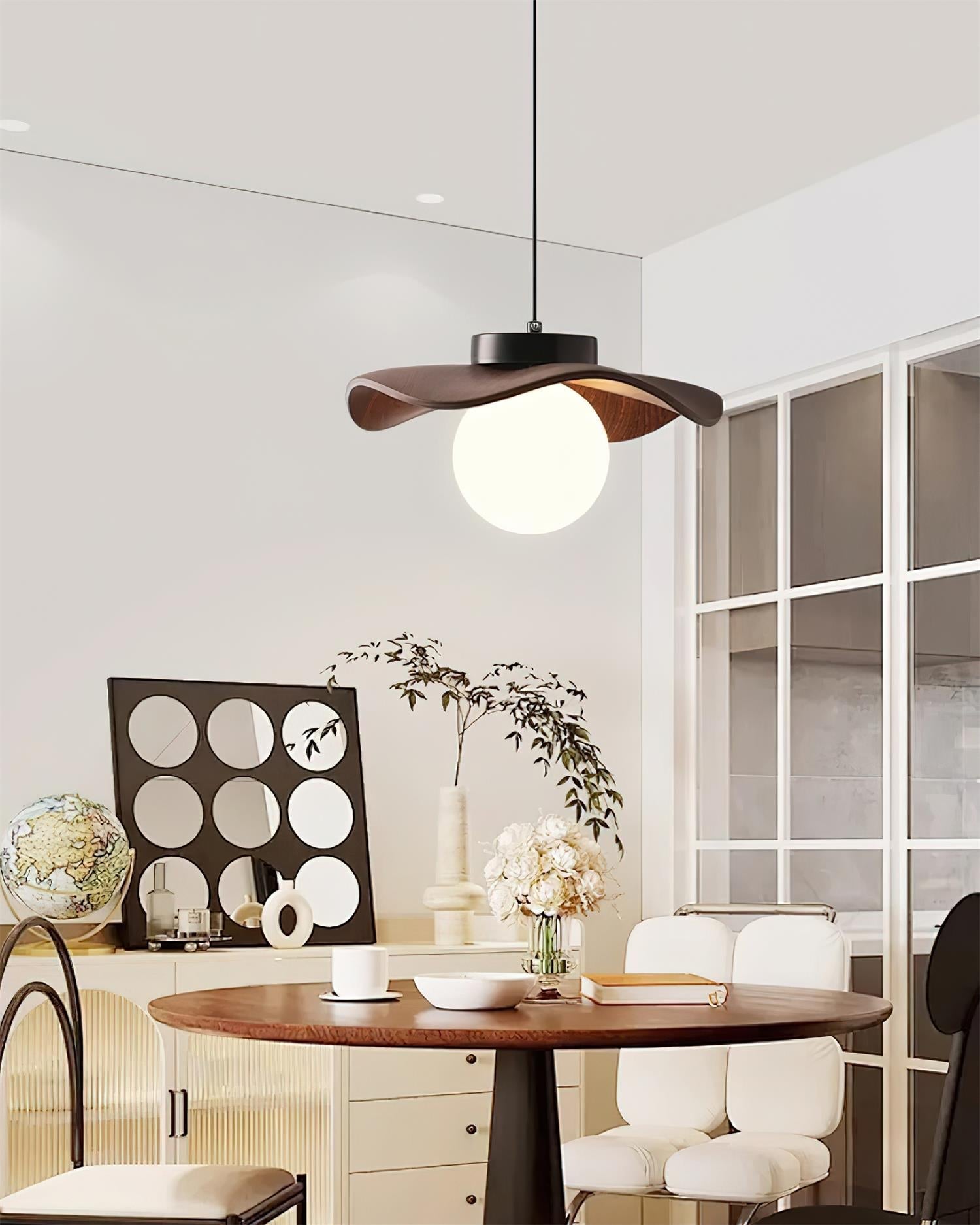 Pendant Lamp Glass and Metal Wavy Shade Sculptural Minimalist Accent - Neutralighting
