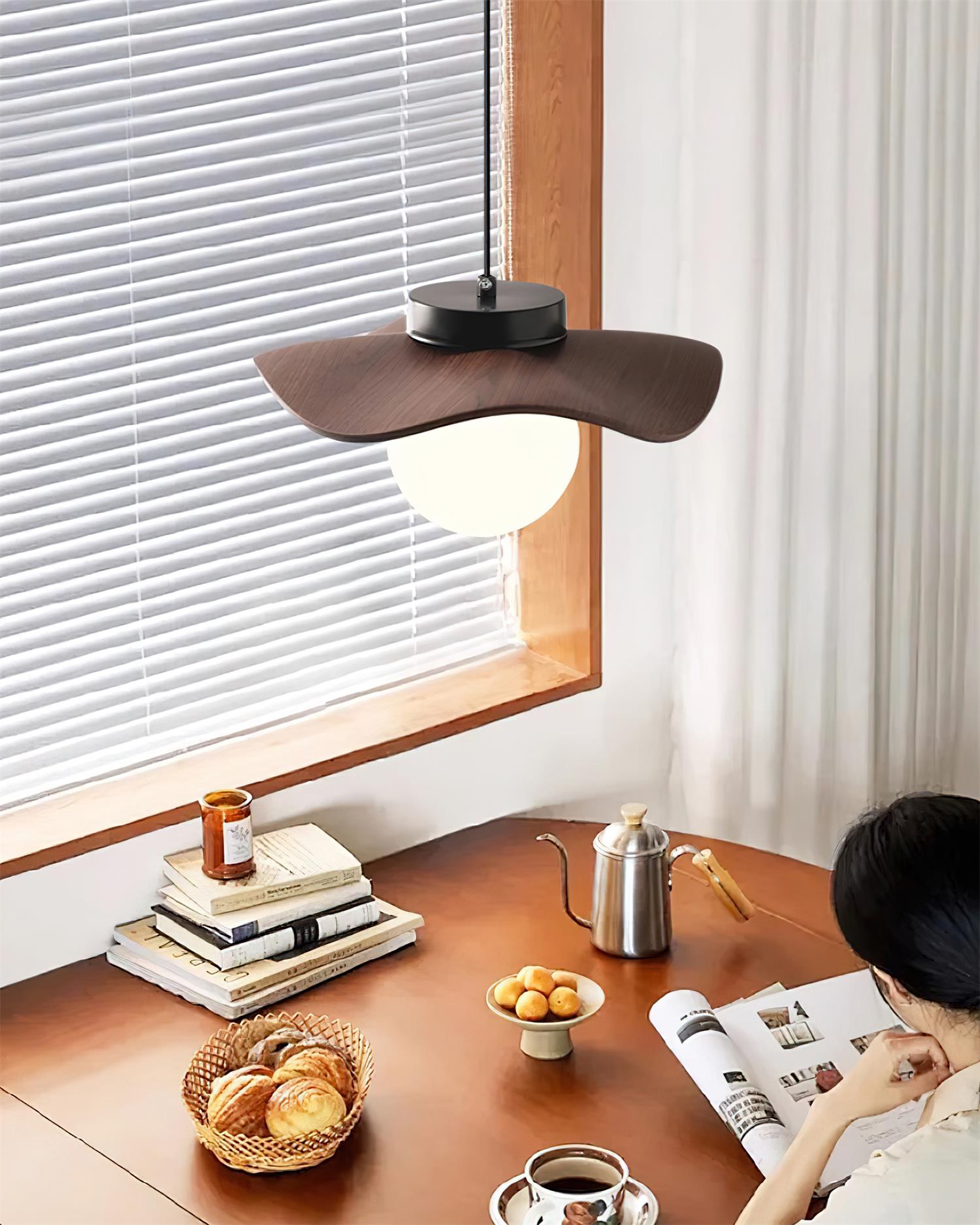 Pendant Lamp Glass and Metal Wavy Shade Sculptural Minimalist Accent - Neutralighting