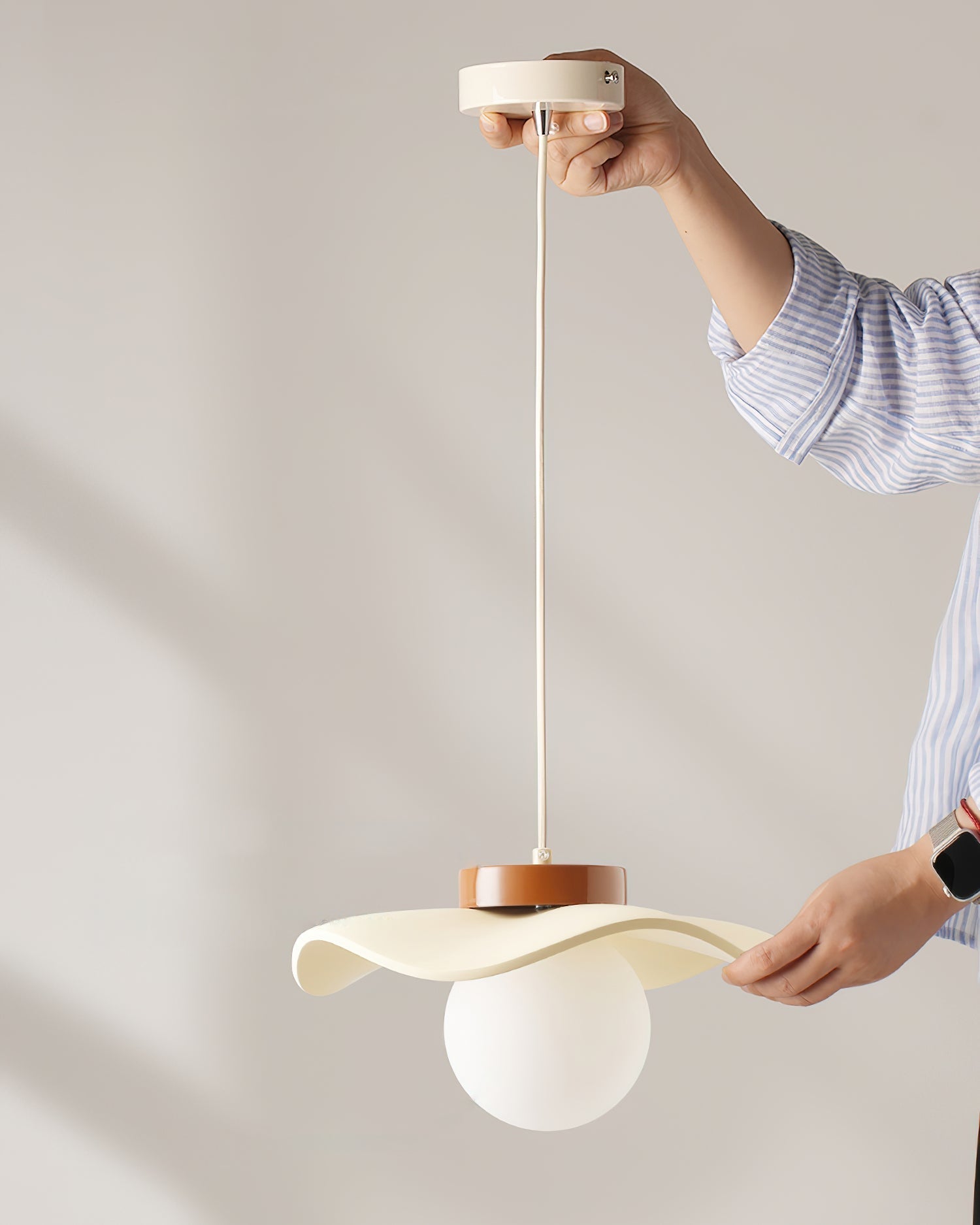Pendant Lamp Glass and Metal Wavy Shade Sculptural Minimalist Accent - Neutralighting