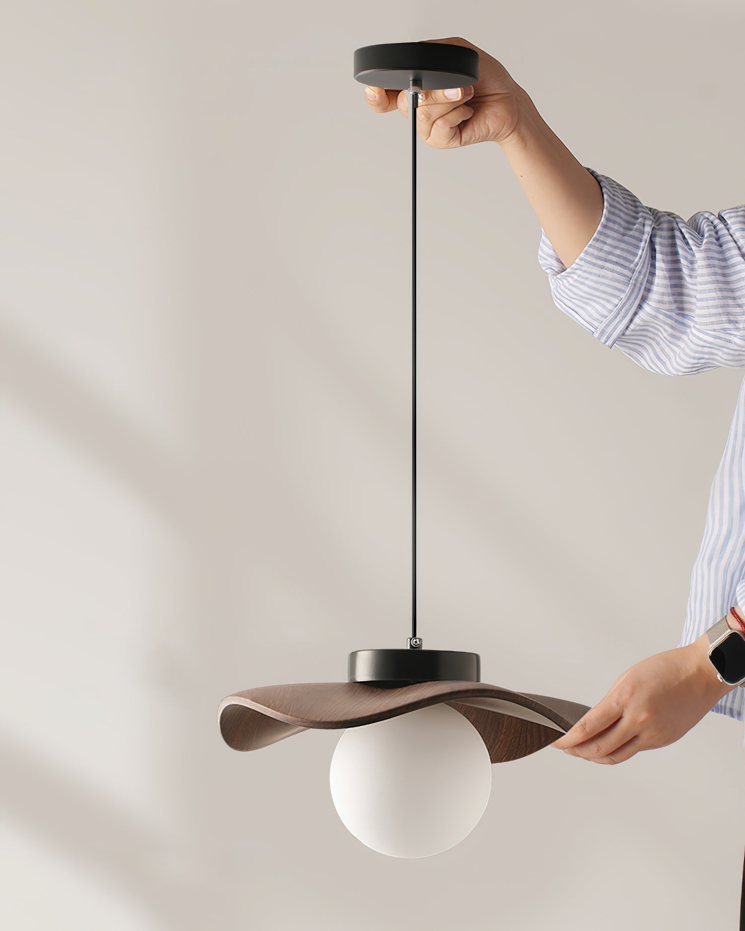 Pendant Lamp Glass and Metal Wavy Shade Sculptural Minimalist Accent - Neutralighting