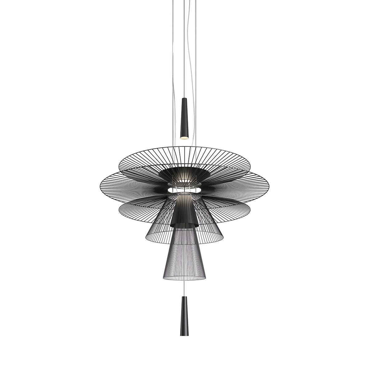 Chandelier Sculptural Layered Wire Frame Statement Bold Modern Centerpiece - Neutralighting