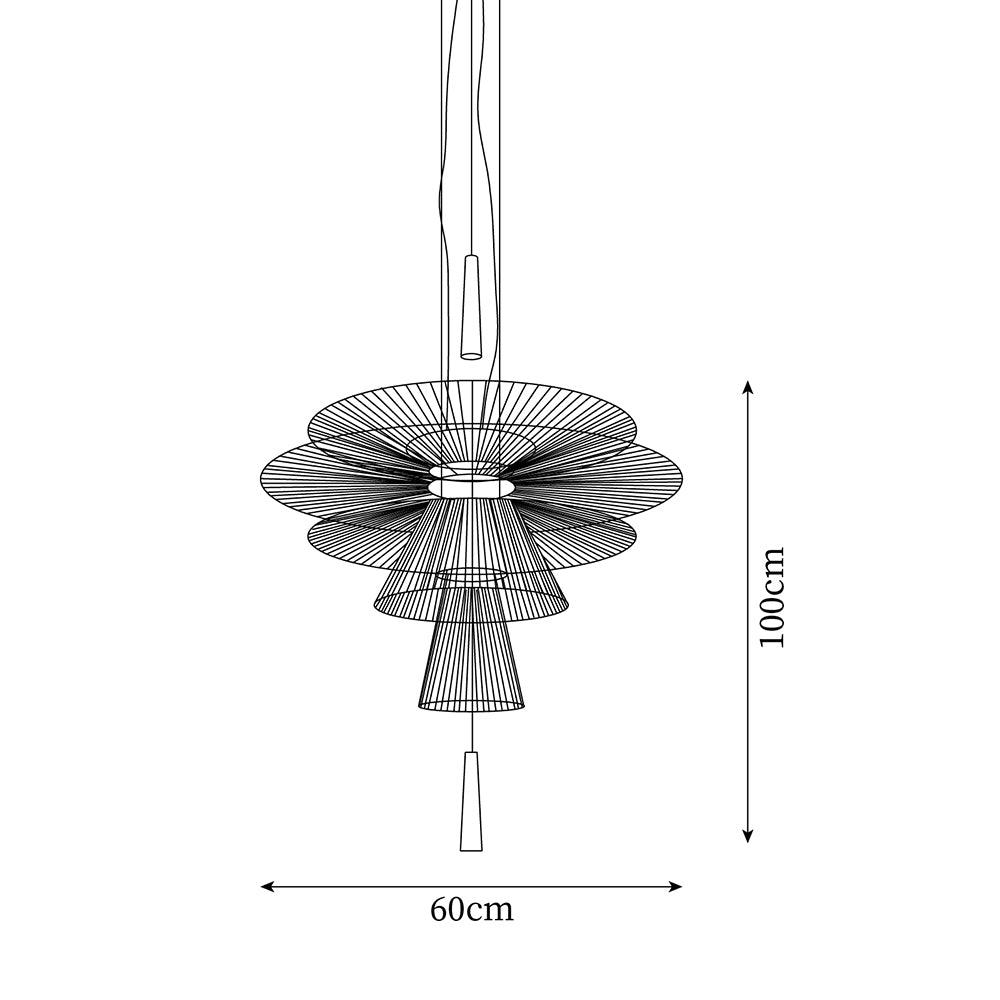Chandelier Sculptural Layered Wire Frame Statement Bold Modern Centerpiece - Neutralighting