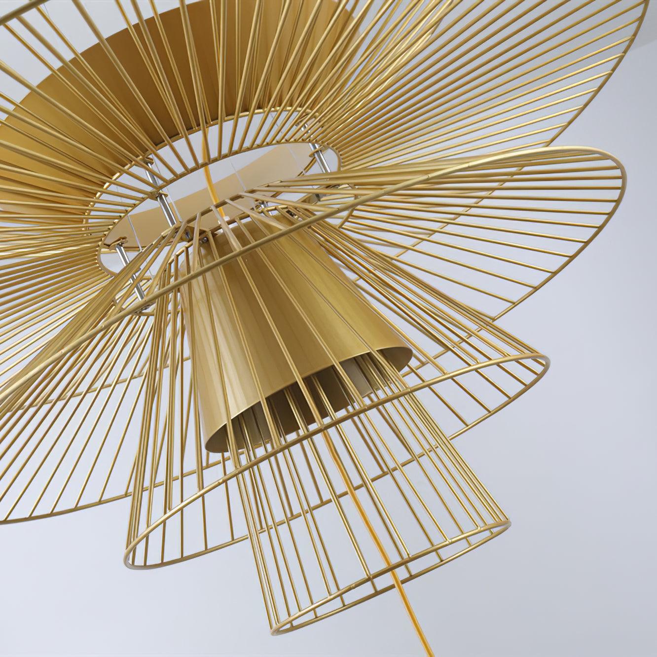 Chandelier Sculptural Layered Wire Frame Statement Bold Modern Centerpiece - Neutralighting