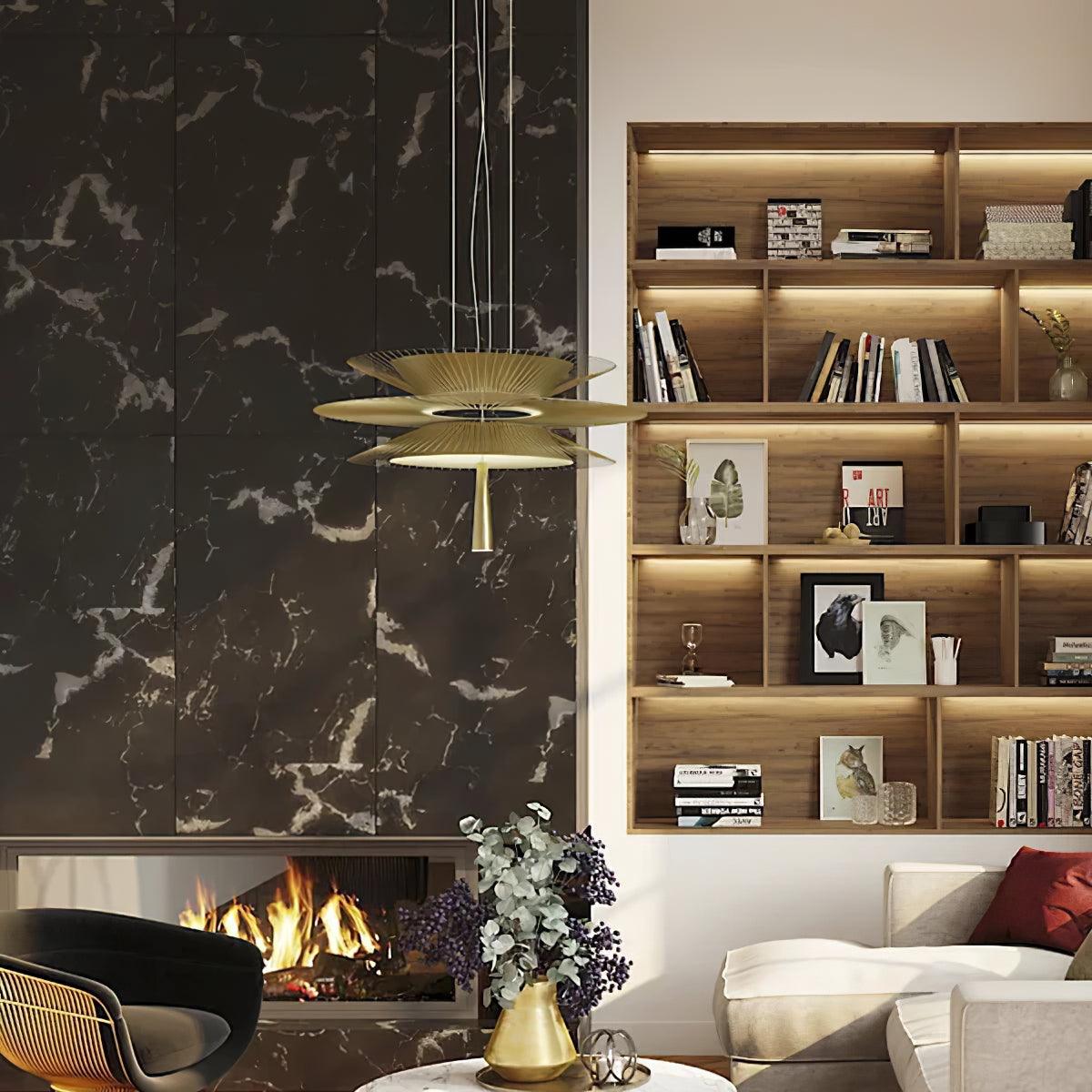 Chandelier Sculptural Layered Wire Frame Statement Bold Modern Centerpiece - Neutralighting