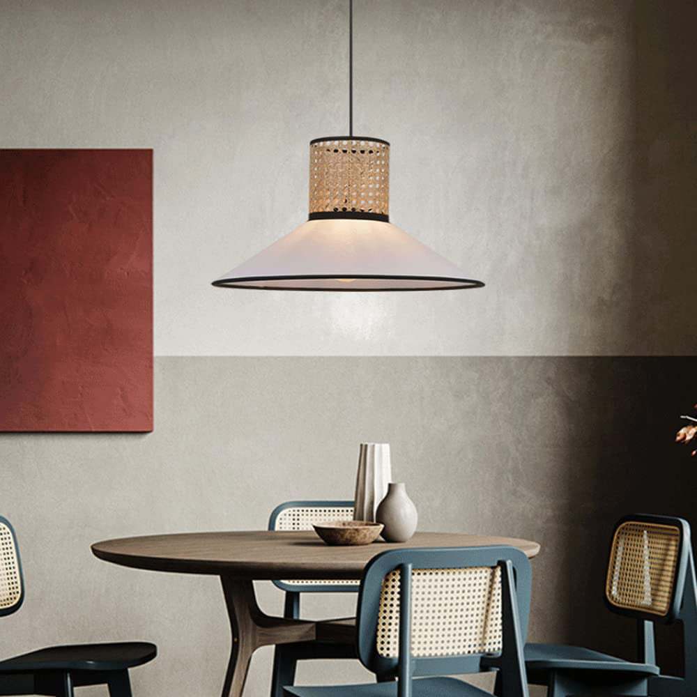 Ritta Modern Rattan/FabricPendant Light, White - Neutralighting