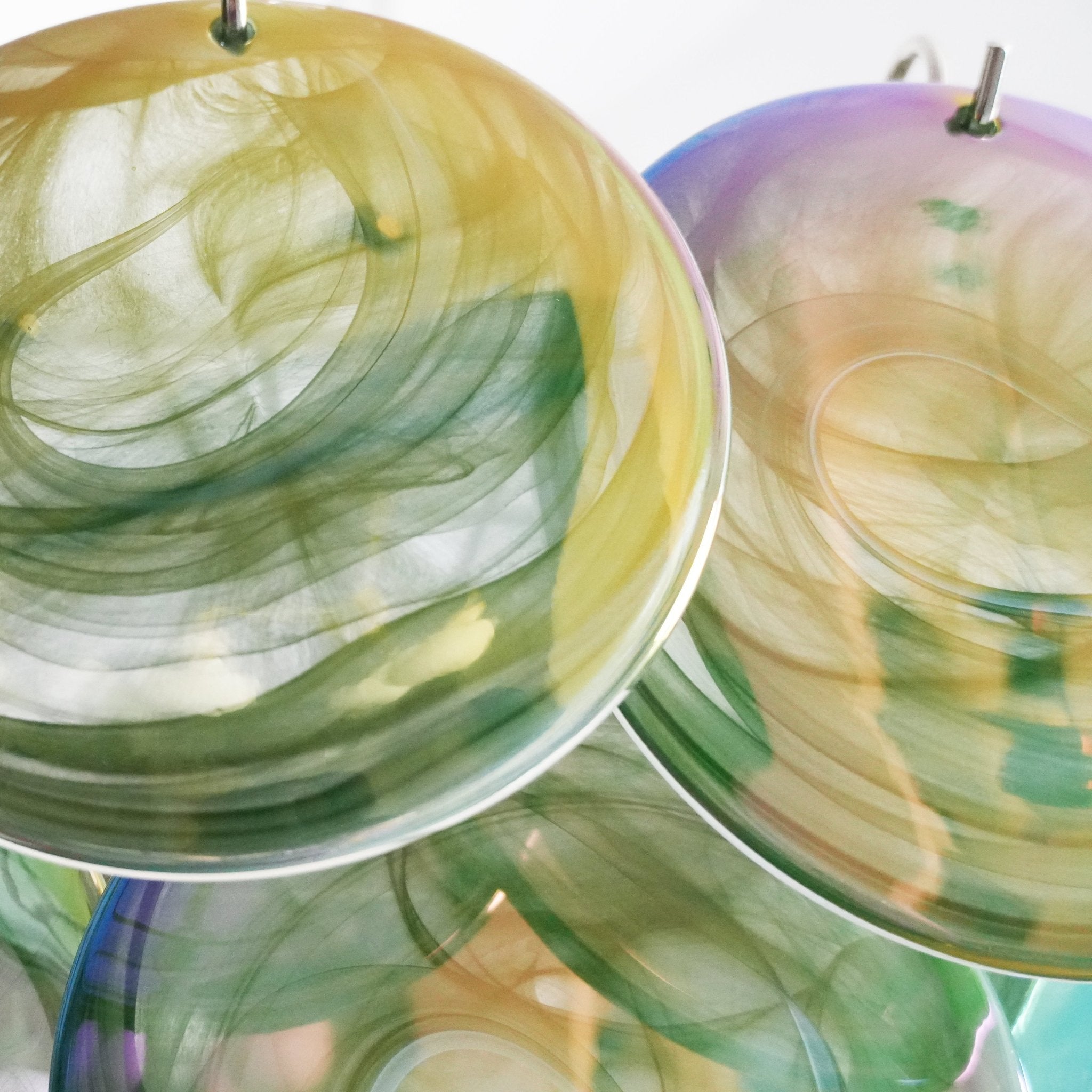 Aurora Chandelier Green Murano Glass Disc