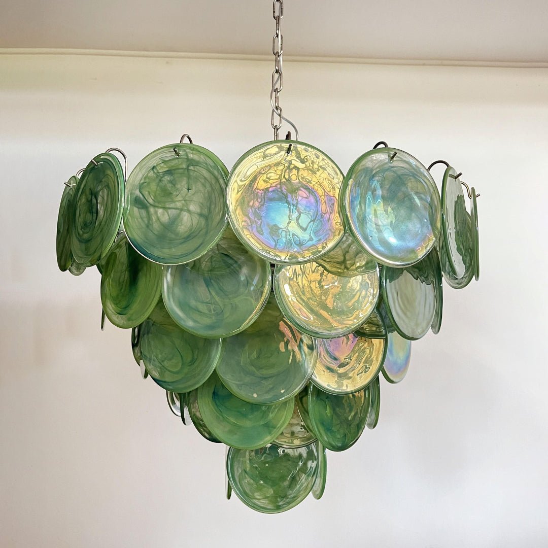 Aurora Chandelier Green Murano Glass Disc
