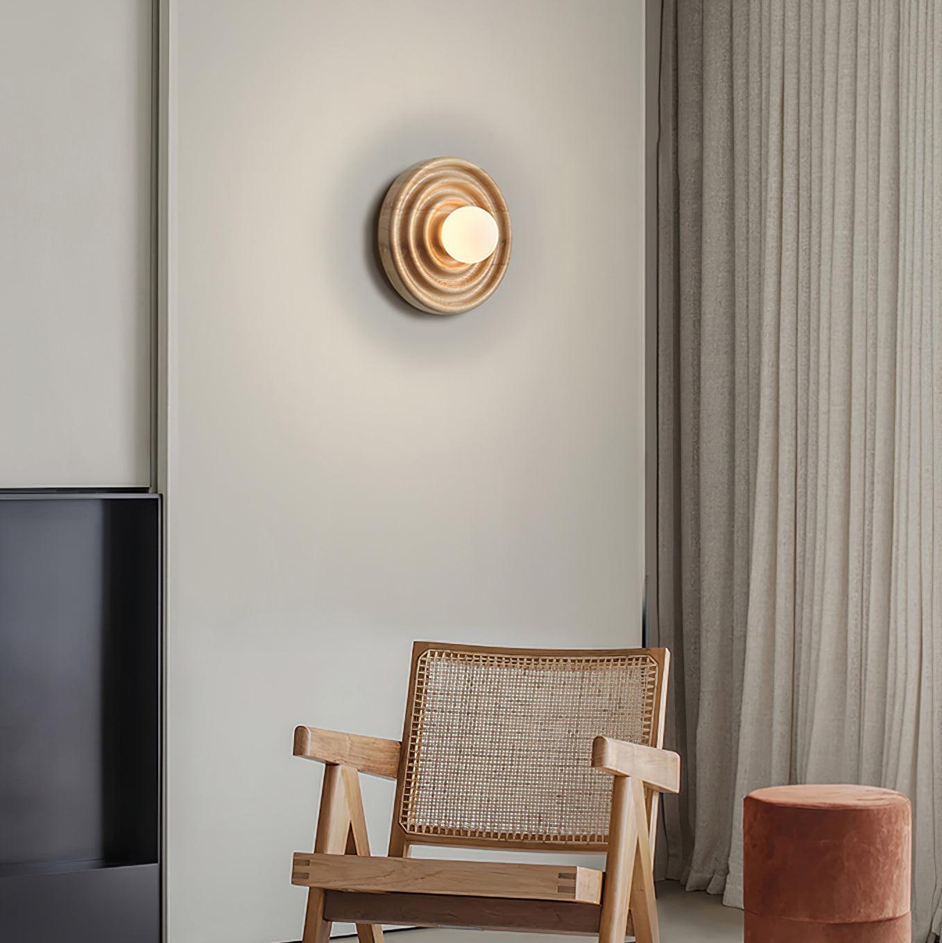 Wall Lamp Ripple with Ash Wood Body and Glass Globe Shade - Neutralighting