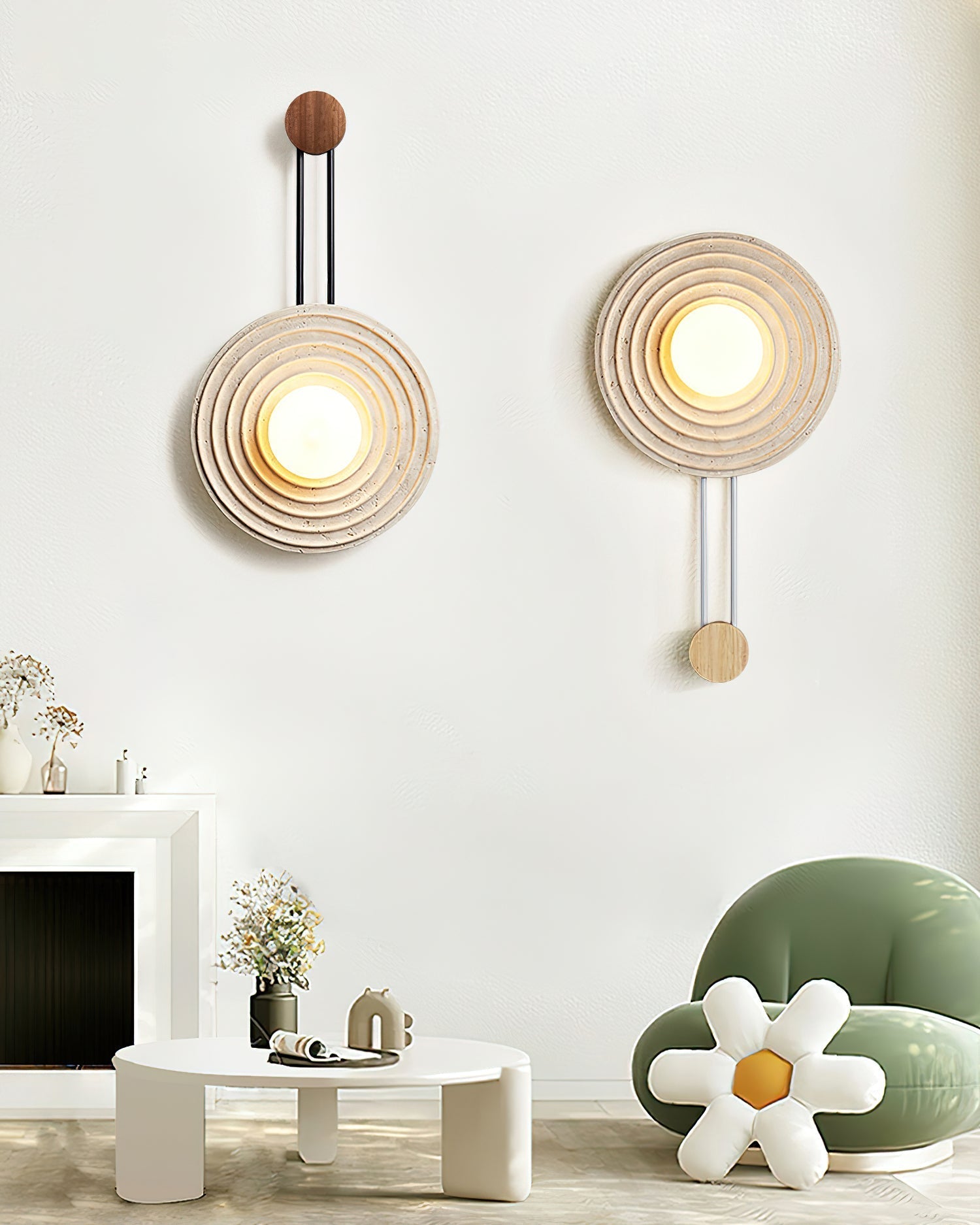 Isoror Spiral-Ring Travertine Wall Light - Neutralighting