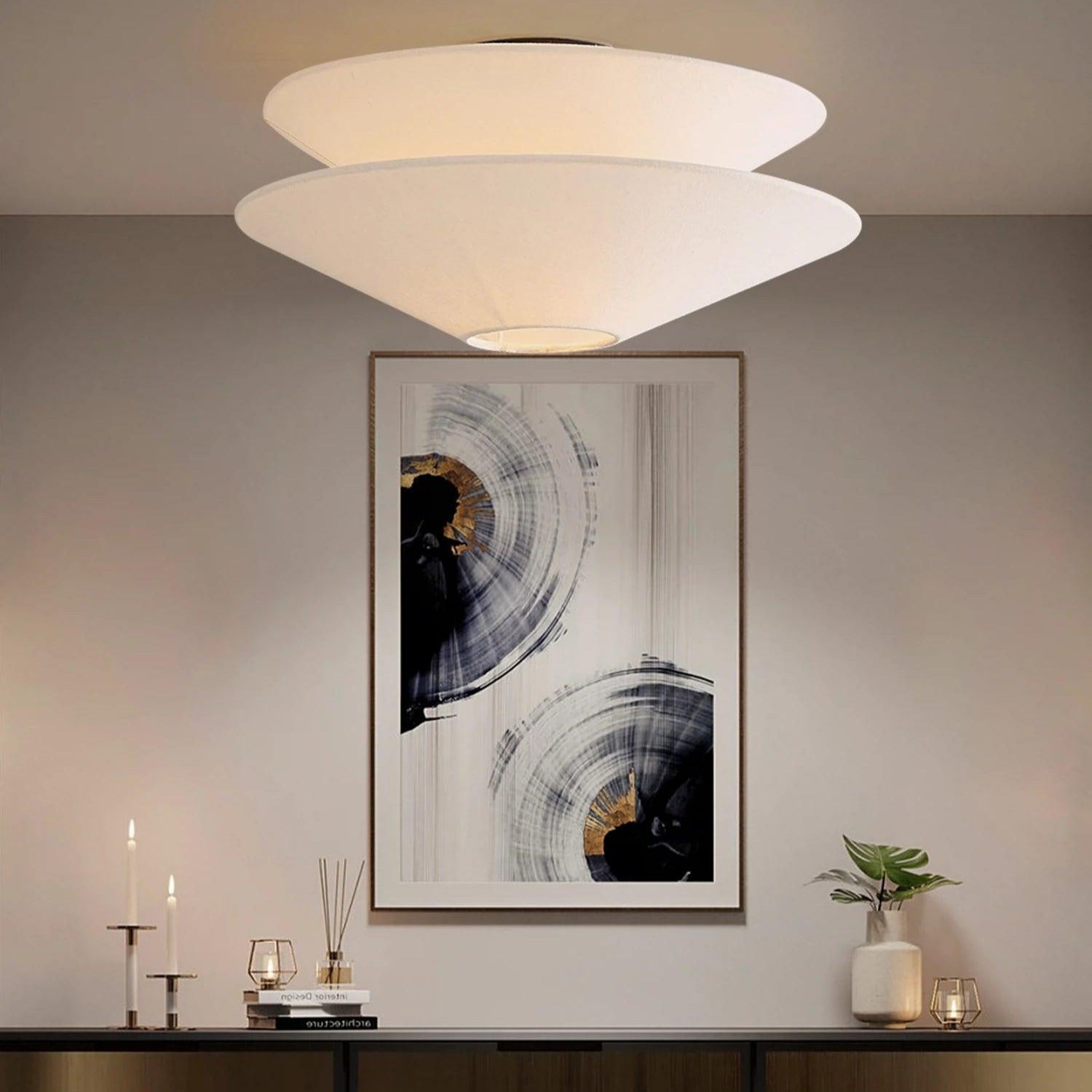 Lina Ceiling Light Double Cone Fabric - Neutralighting