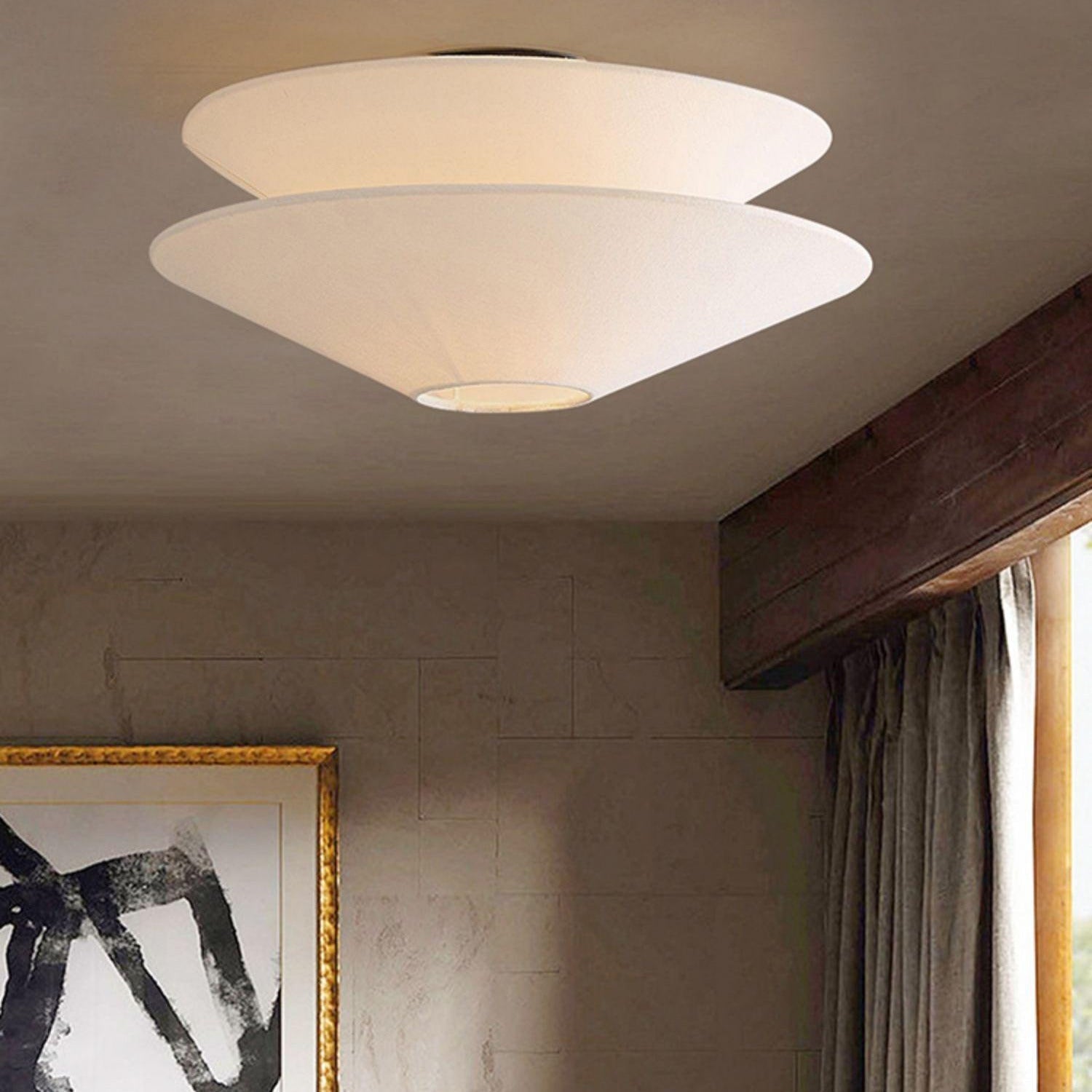 Lina Ceiling Light Double Cone Fabric - Neutralighting