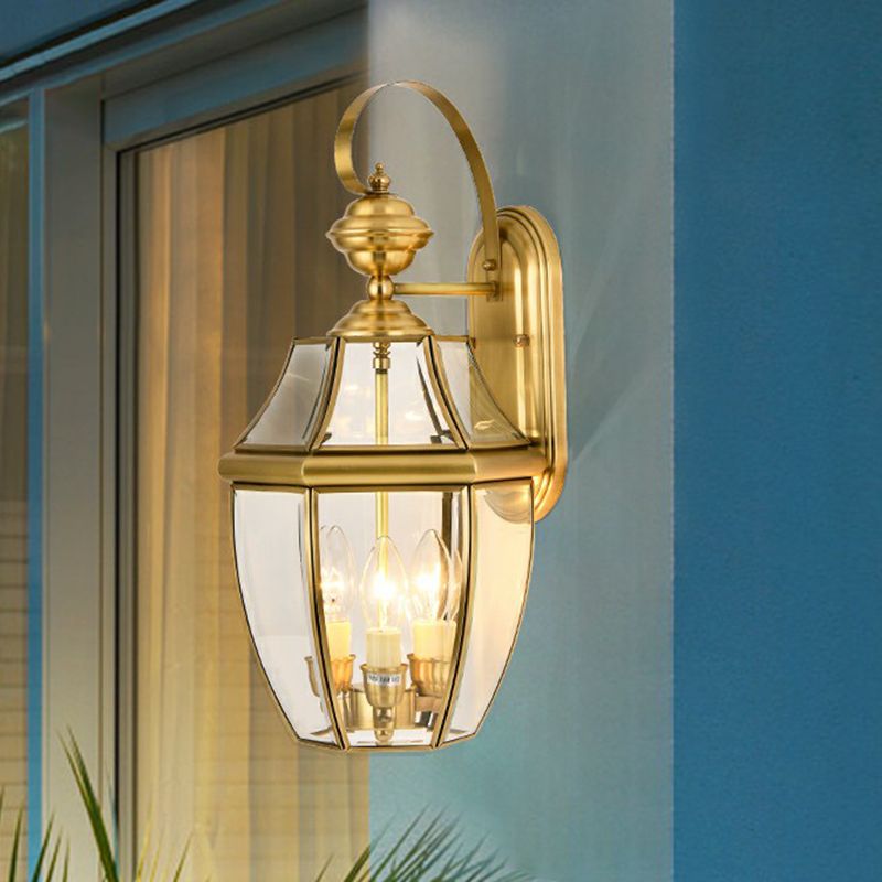 Ray Vintage Lantern Metal Outdoor Wall Lamp, Gold - Neutralighting