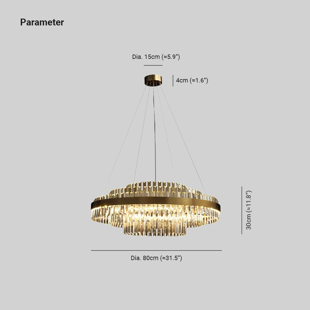 Kristy Modern Tiered Crystal LED Chandelier in Brass Living Room - Neutralighting
