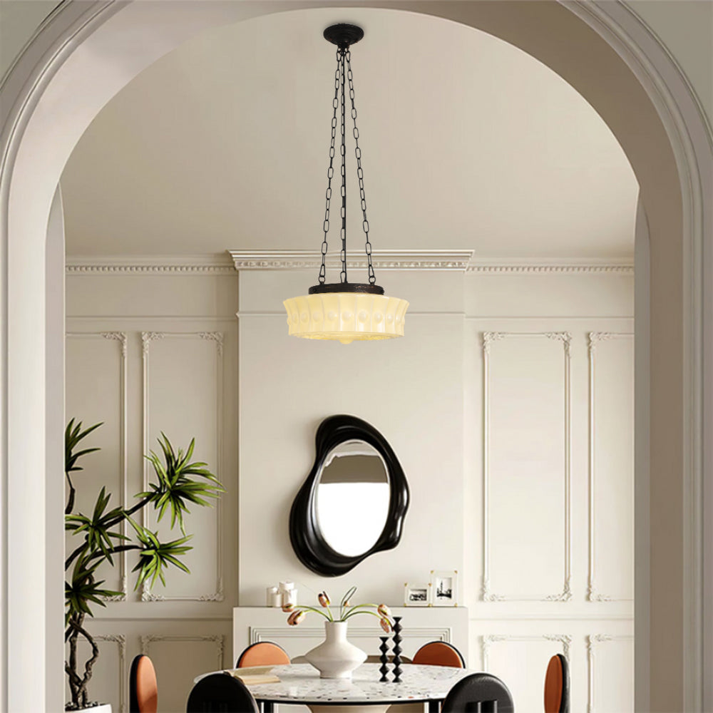 Valentina Vintage French Country Dome Pendant Light, White/Beige - Neutralighting