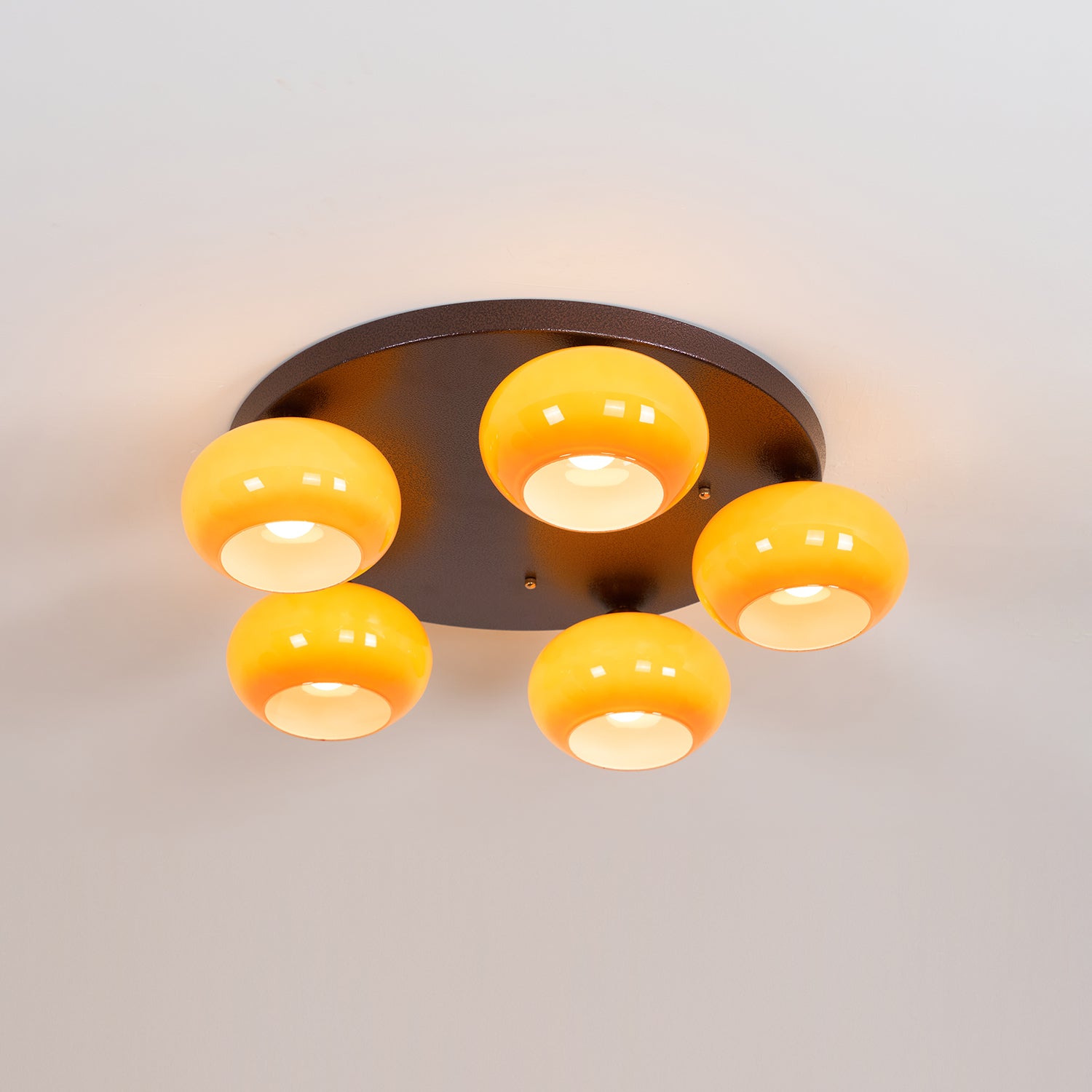 Aurevo 5-Light Amber Glass Flush Mount Ceiling Light - Neutralighting