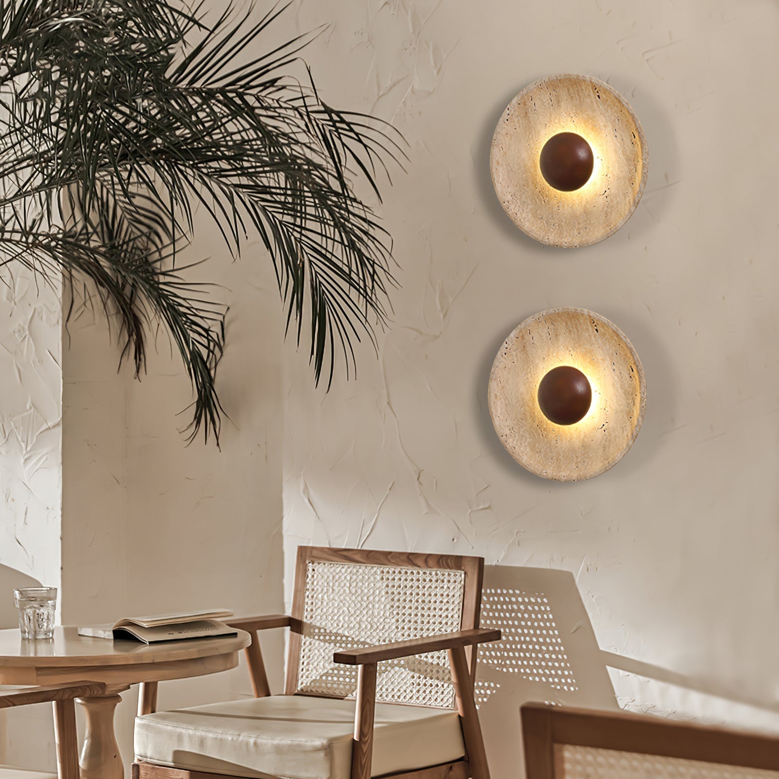 Ritta Sun Travertine Wall Lamp - Neutralighting