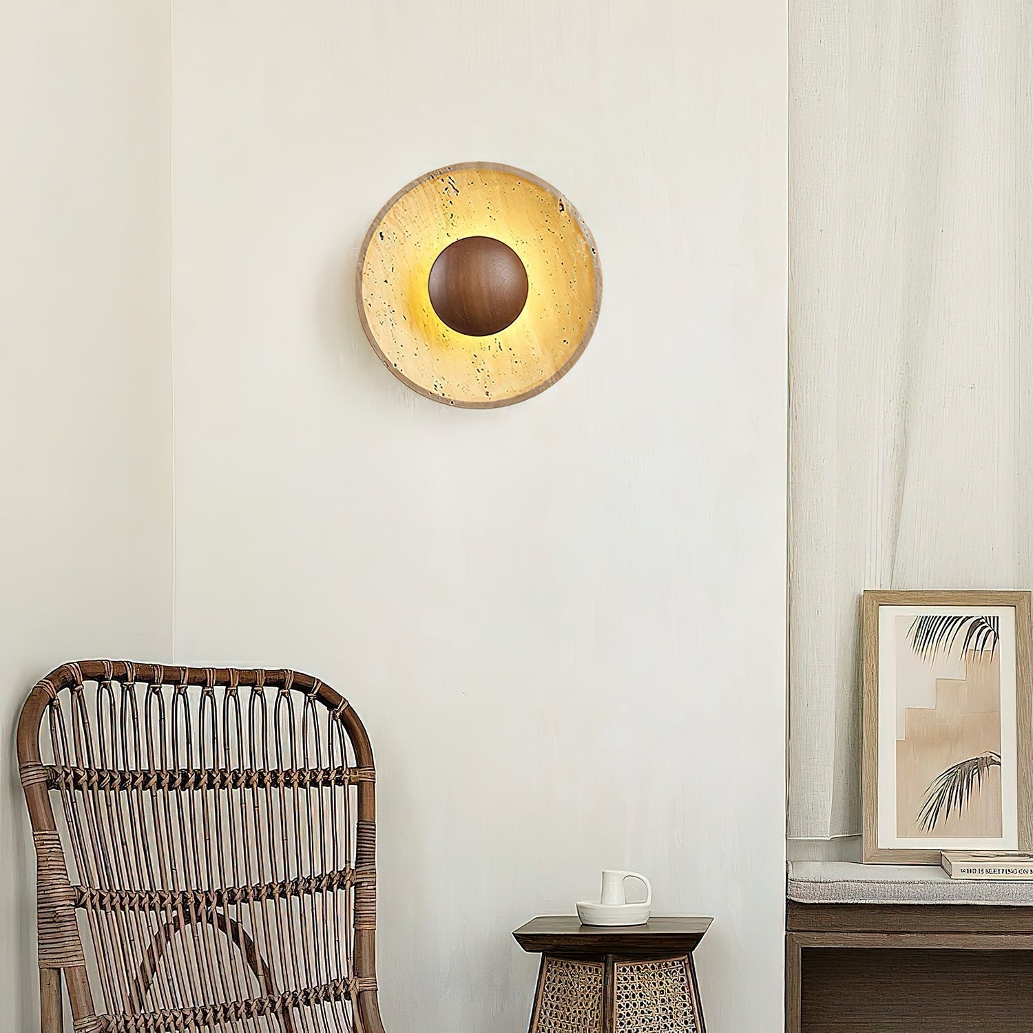 Ritta Sun Travertine Wall Lamp - Neutralighting