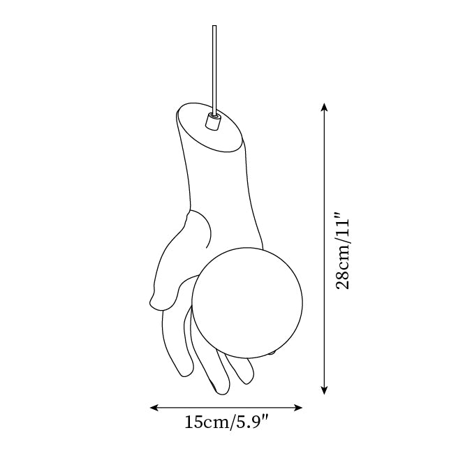 Pendant Light Hand Sculpture Wood Grip Globe - Neutralighting